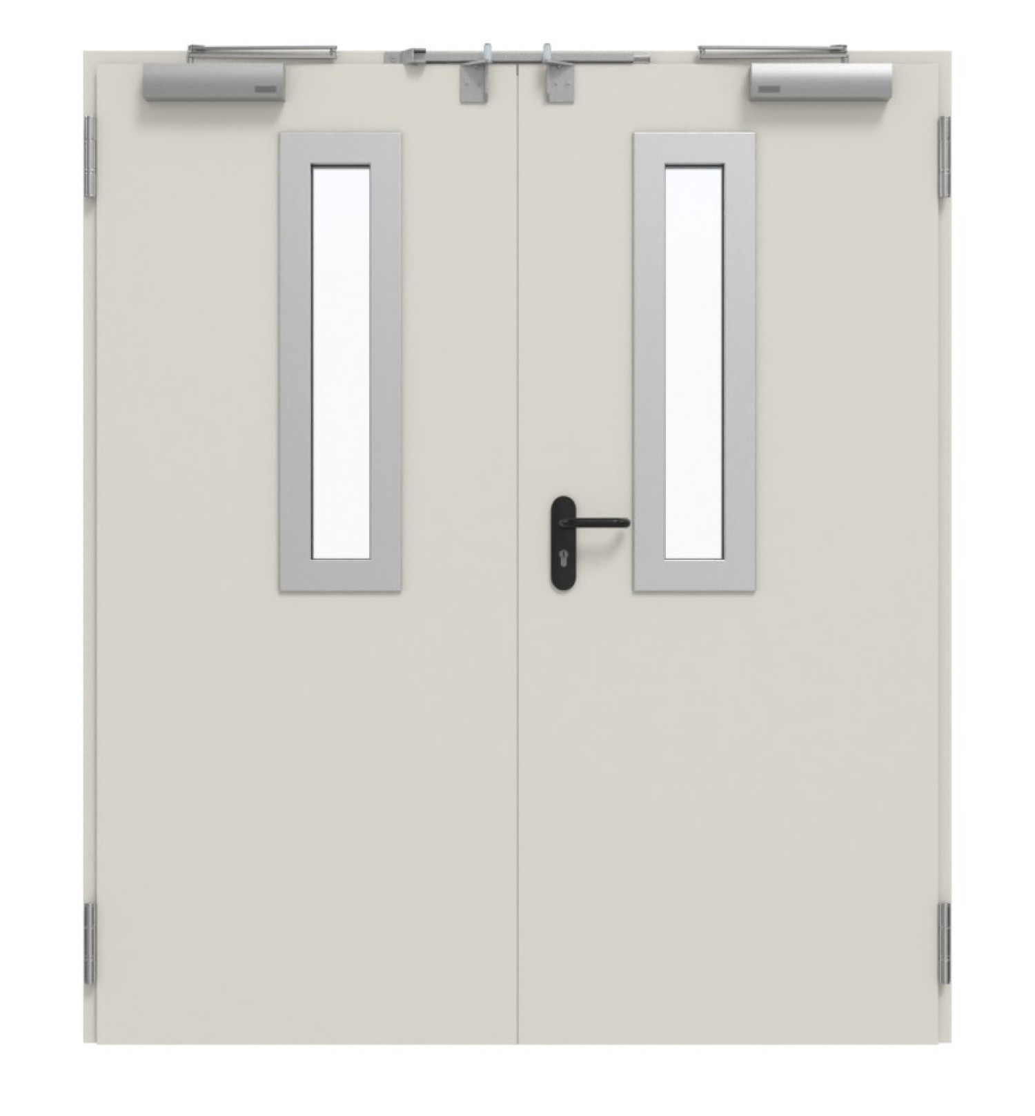 TECKENTRUP Außentür-Set 2-flg. Stahl mit Feuerschutzfunktion EI2 30-C5-SA 62-2 mit Rechteckverglasung Ausschnitt 1 inkl. Eckzarge