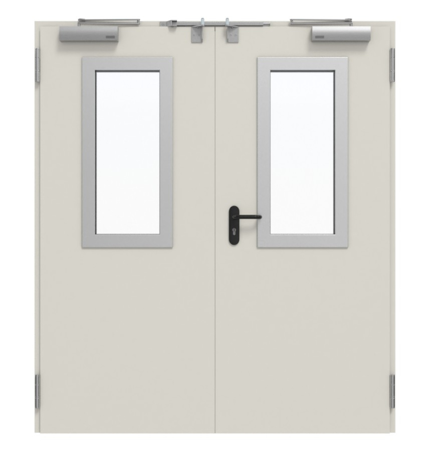 TECKENTRUP Außentür-Set 2-flg. Stahl mit Feuerschutzfunktion EI2 30-C5-SA 62-2 mit Rechteckverglasung Ausschnitt 2 inkl. Eckzarge