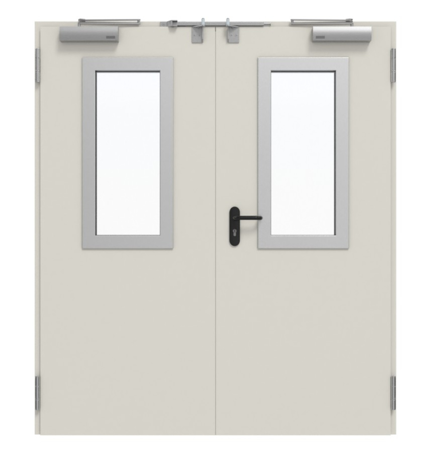TECKENTRUP Außentür-Set 2-flg. Stahl mit Feuerschutzfunktion EI2 30-C5-SA 62-2 mit Rechteckverglasung Ausschnitt 2 inkl. Eck- und Ergänzungszarge
