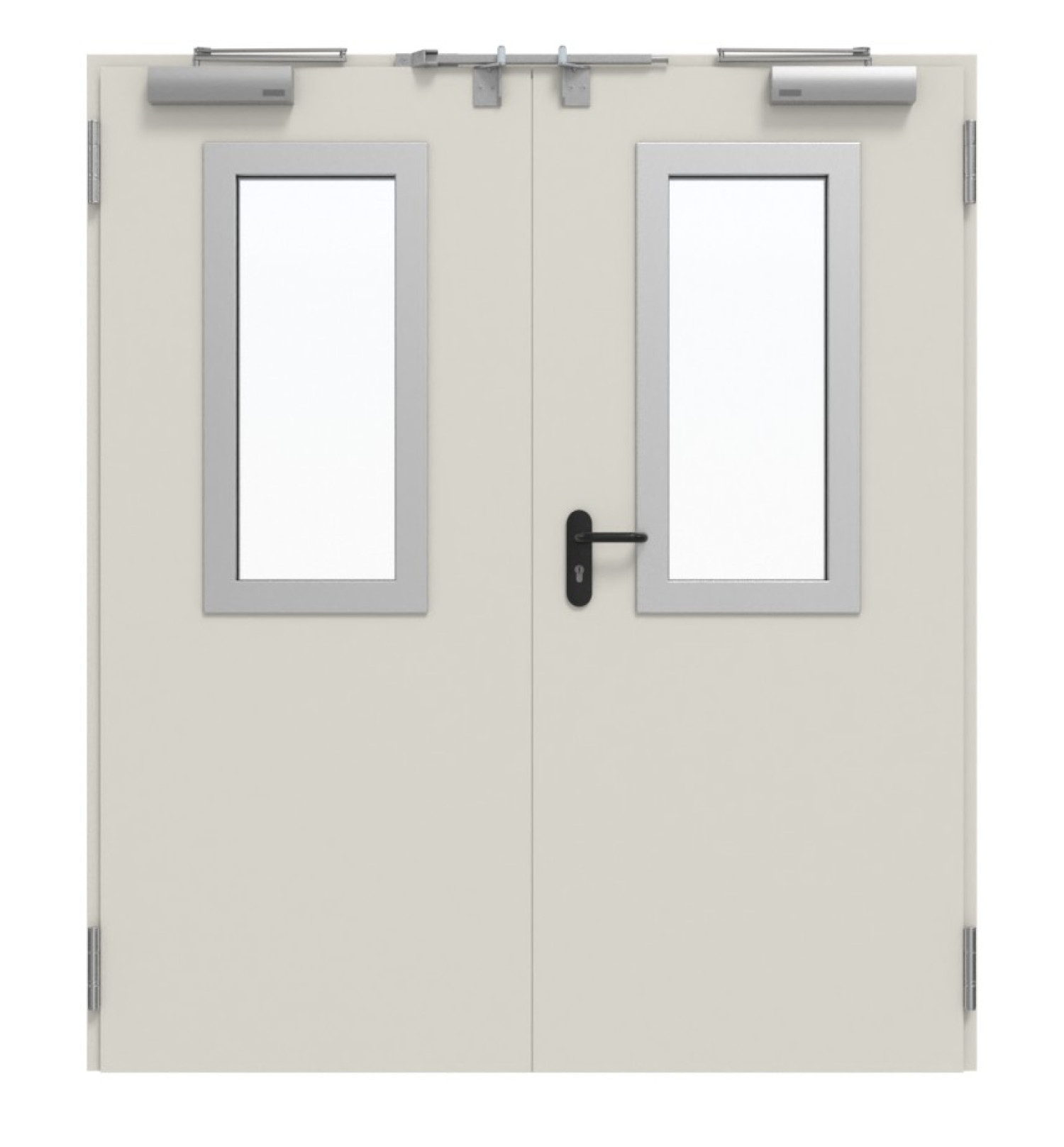 TECKENTRUP Außentür-Set 2-flg. Stahl mit Feuerschutzfunktion EI2 30-C5-SA 62-2 mit Rechteckverglasung Ausschnitt 2 inkl. Blockzarge