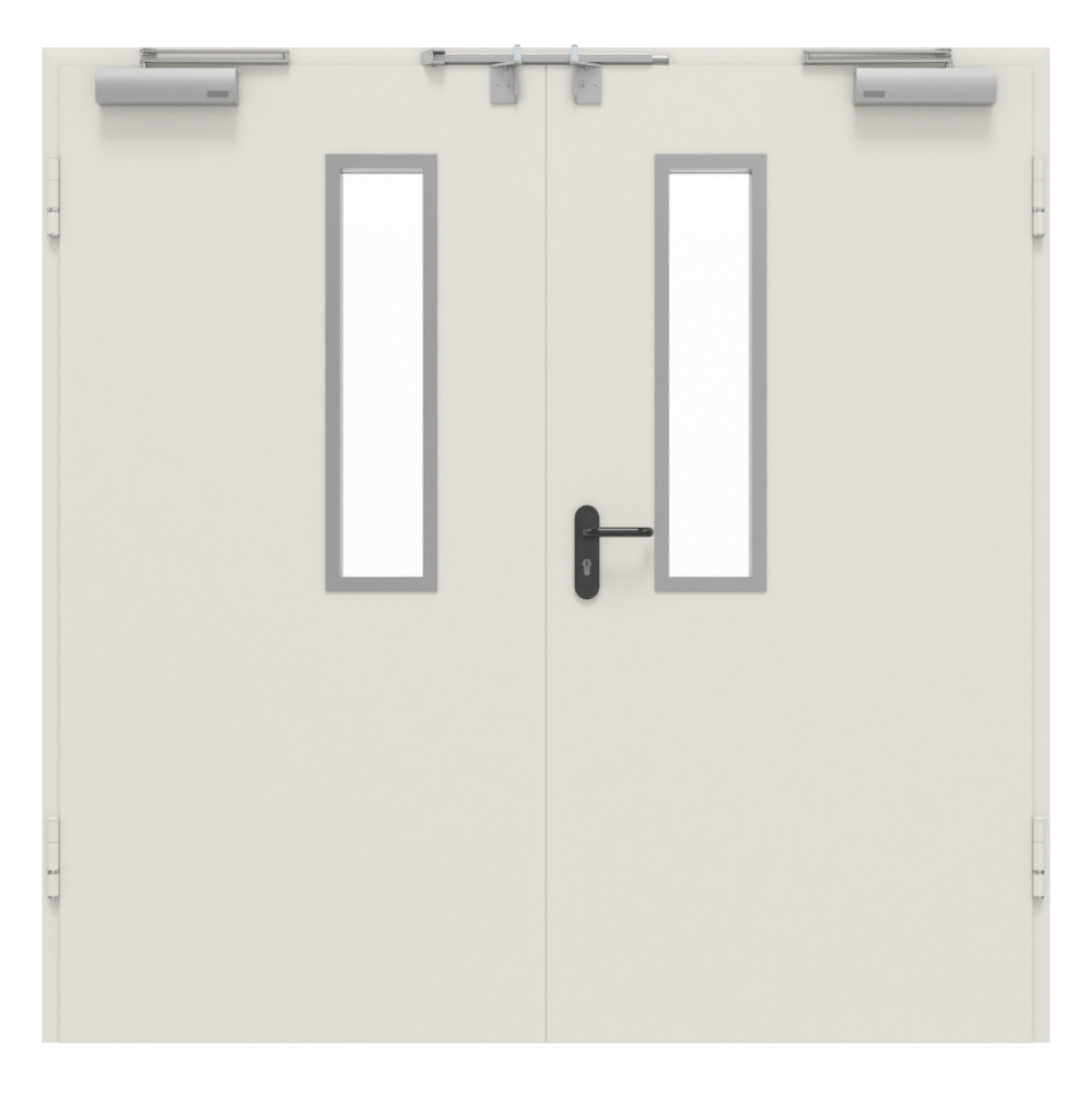 Frontansicht von Innentür-Set 2-flg. Stahl mit Feuerschutzfunktion H16-2 OD mit Rechteckverglasung Ausschnitt 1 inkl. Eck- und Ergänzungszarge Vario B53 - Hörmann