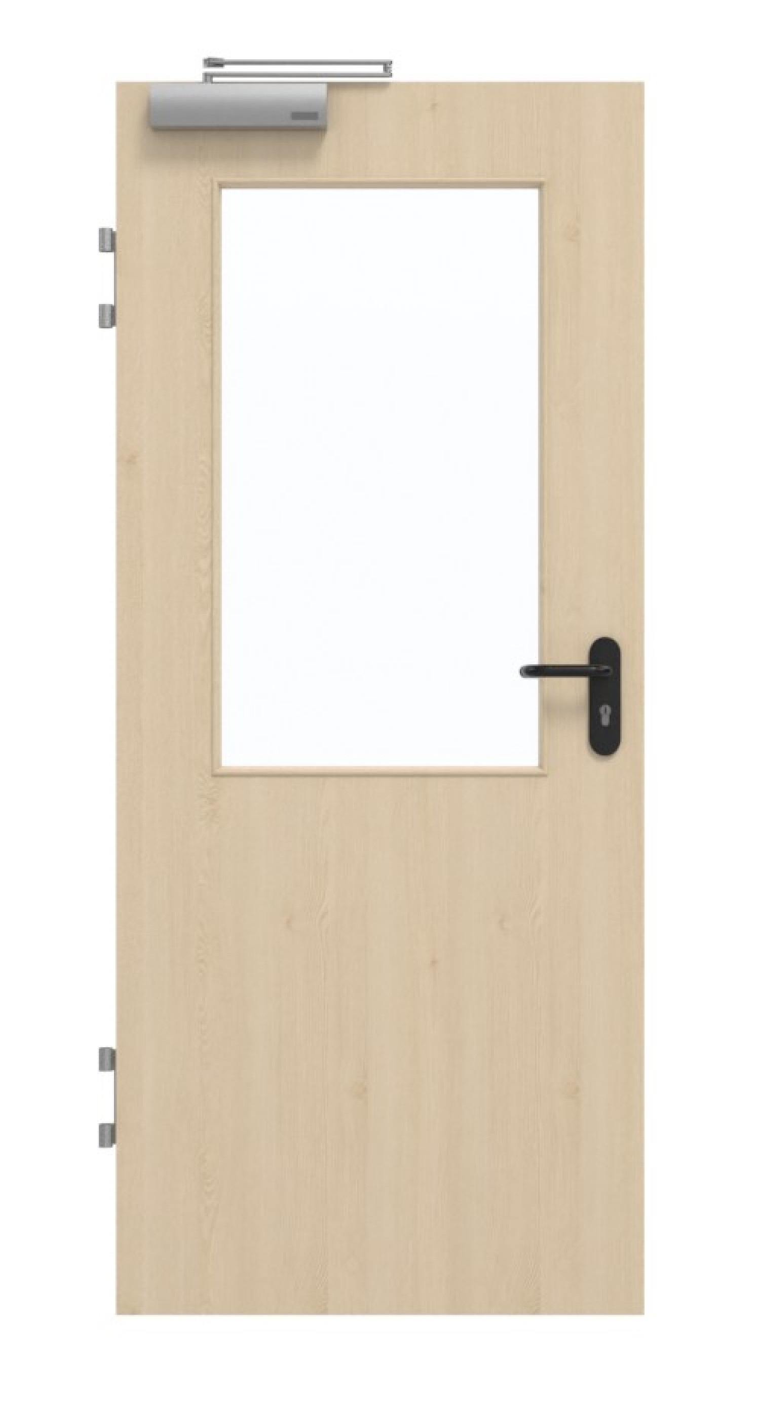 Frontansicht von GARANT Brandschutztür T30 Authentic Sand CePaL mit Lichtausschnitt LA-6