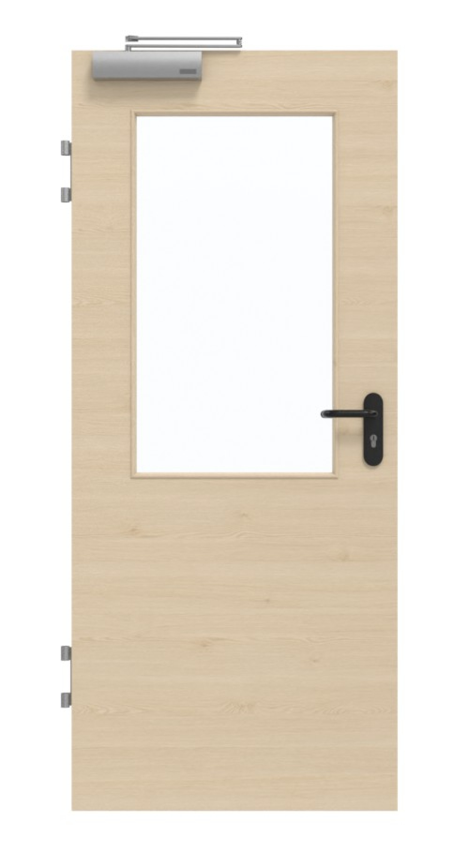 Frontansicht von GARANT Brandschutztür T30 Quer Authentic Sand GCK08 mit Lichtausschnitt LA-6