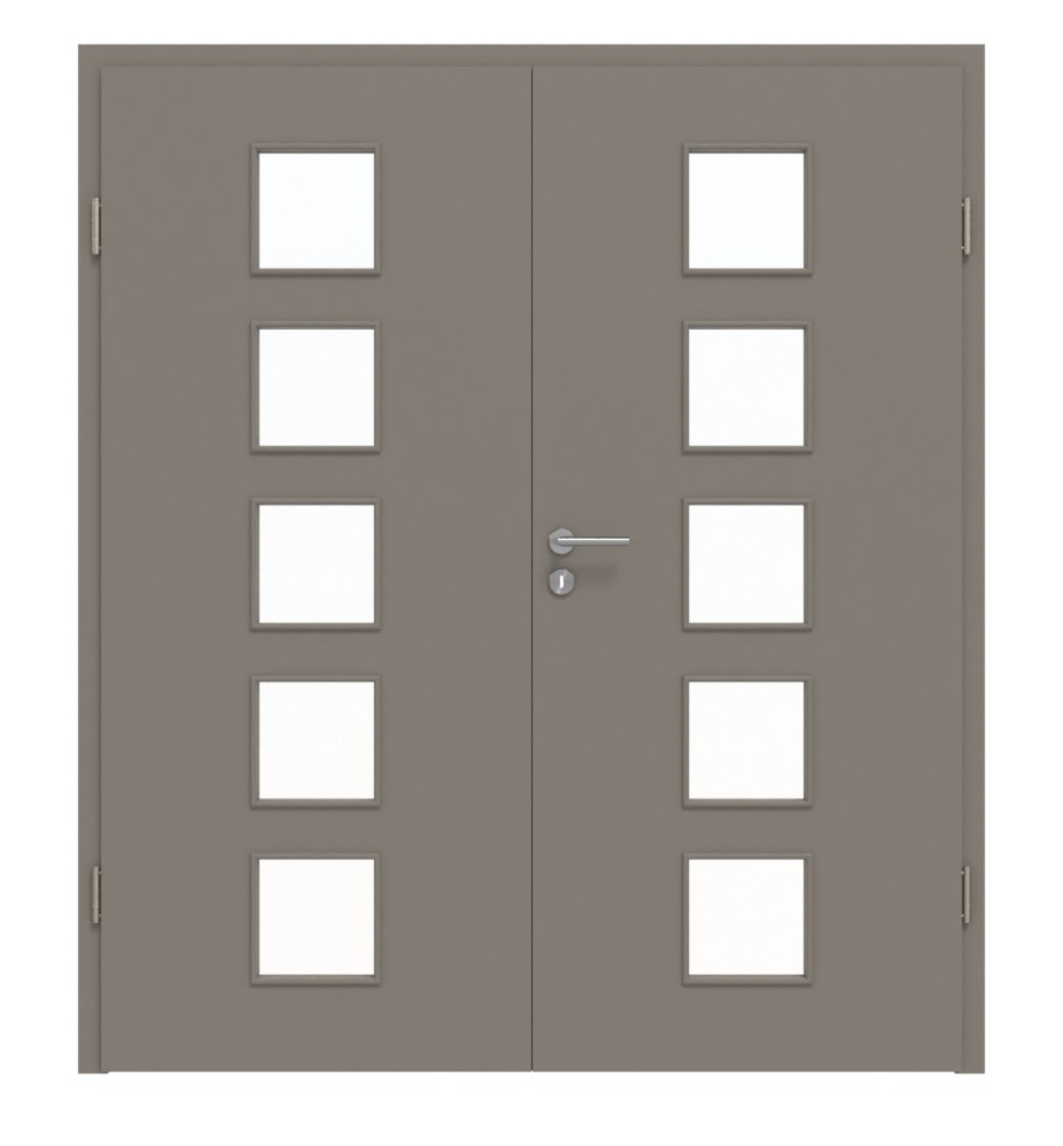HÖRMANN Doppelflügeltür Taupe RAL 7048 Lack ProLine mit Lichtausschnitt LA-5 mit Zarge