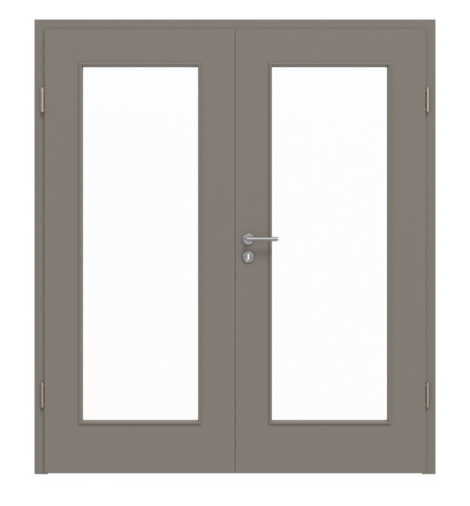 HÖRMANN Doppelflügeltür Taupe RAL 7048 Lack ProLine mit Lichtausschnitt LA-8 mit Zarge