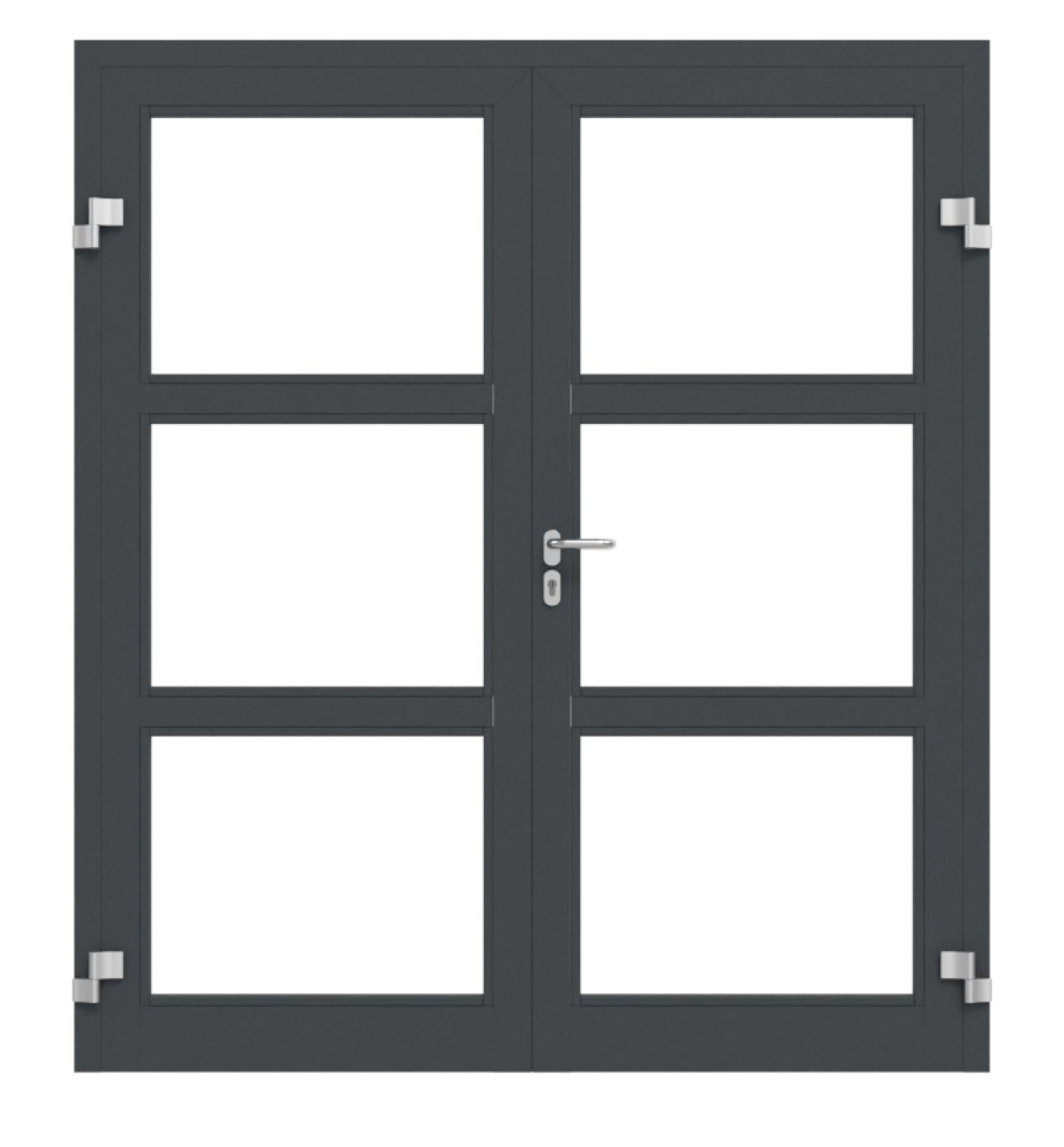 Frontansicht in db703 von Innentür-Set 2-flg. Aluminium Rohrrahmentür ES 50 mit LA-03 inkl. Blockzarge - Hörmann