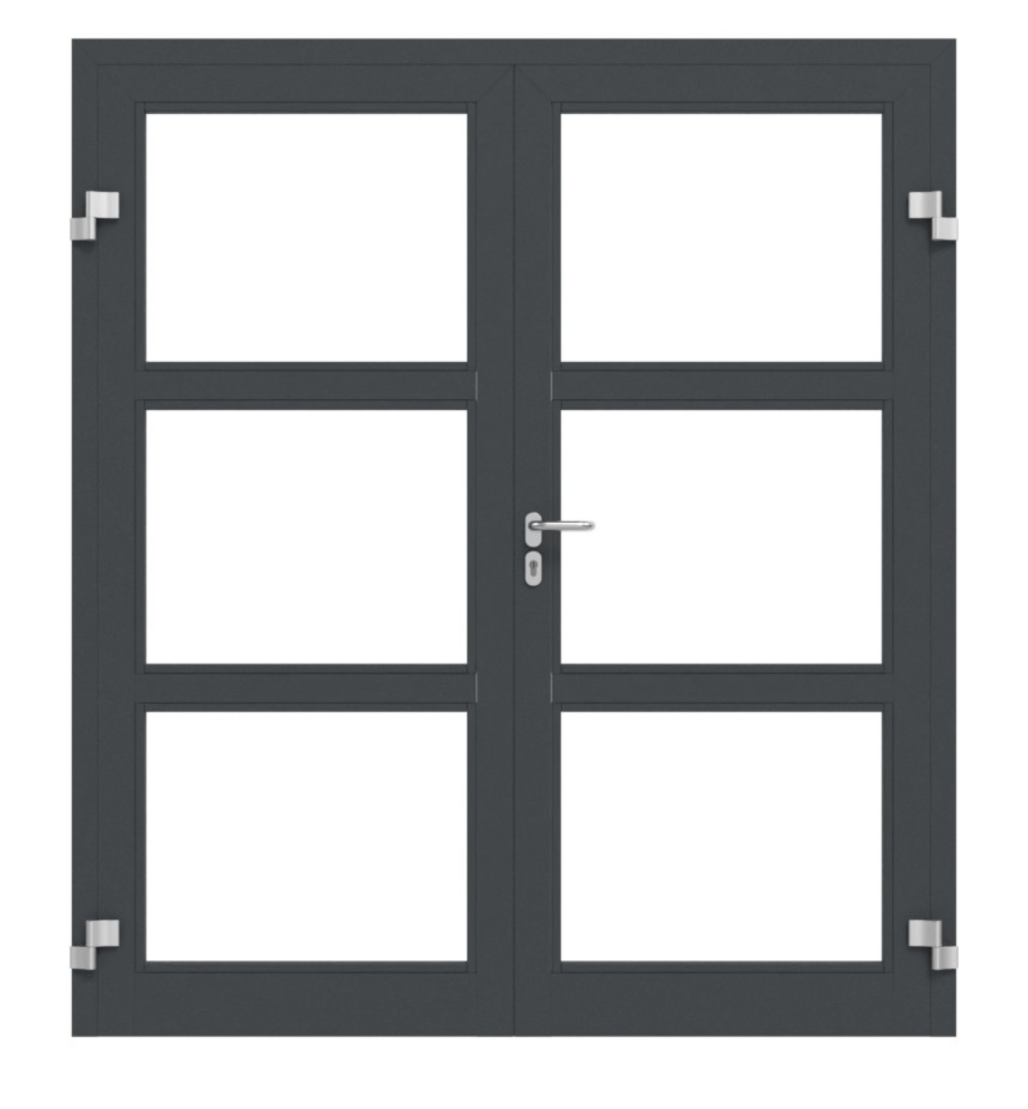 Frontansicht in db703 von Innentür-Set 2-flg. Aluminium Rohrrahmentür ES 50 mit LA-03 inkl. Blockzarge - Hörmann