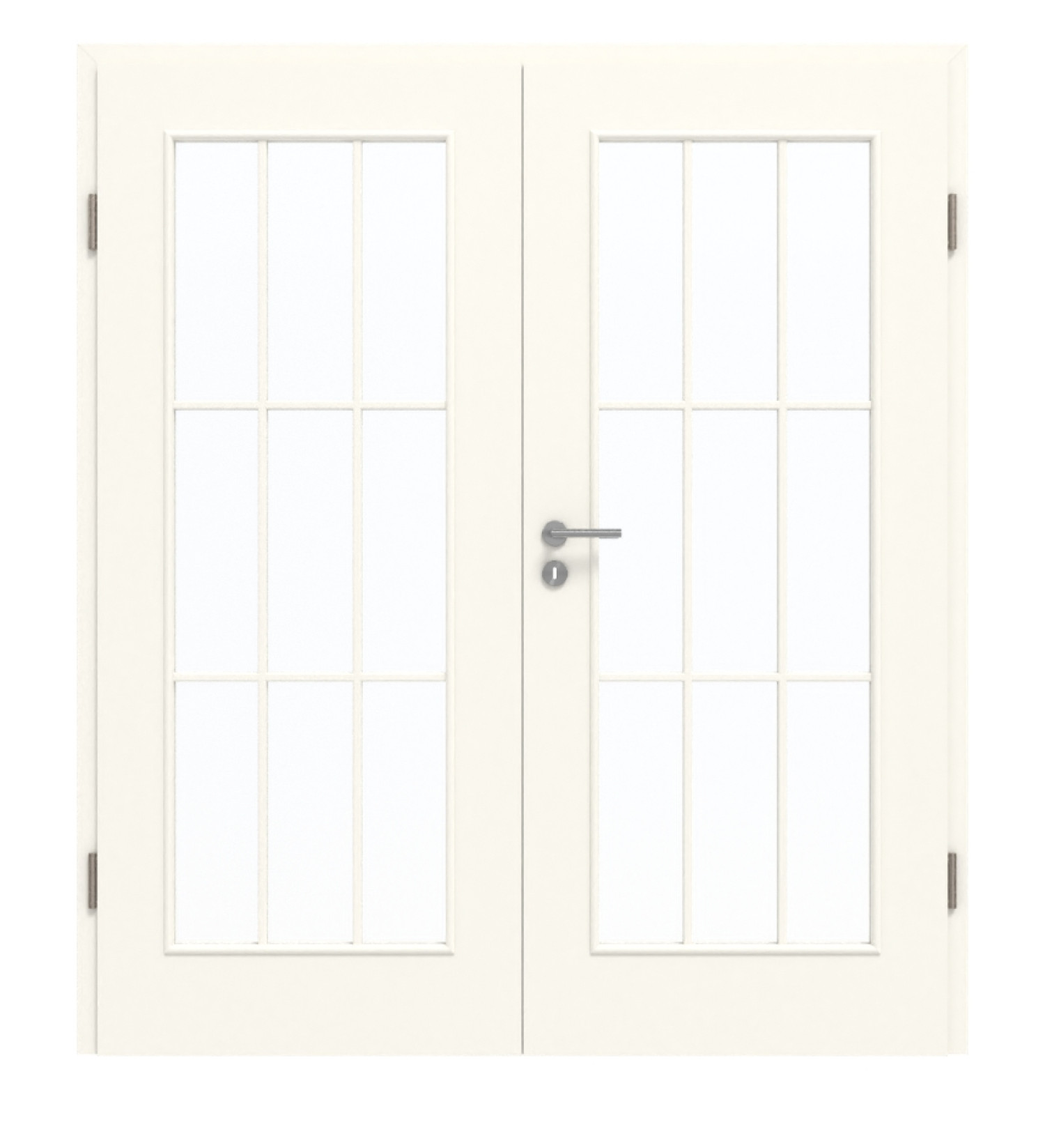 GARANT Doppelflügeltür inkl. Zarge 0105-60 Pearl White CePaL mit Lichtausschnitt LA-2 Sprosse SP2