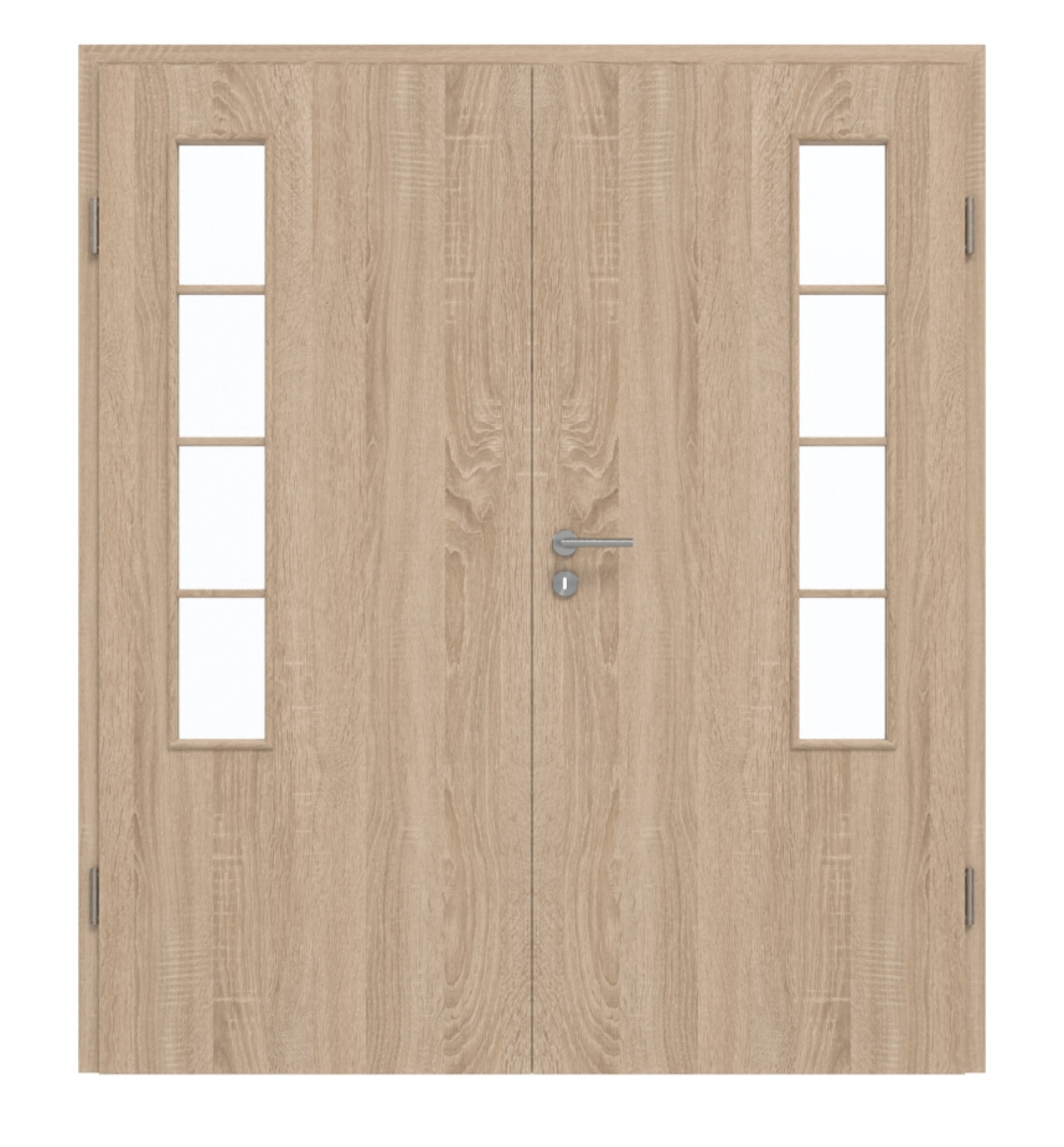 GARANT Doppelflügeltür inkl. Zarge Authentic Eiche GCK08 mit Lichtausschnitt LA-5 bandseitig Sprosse SP10