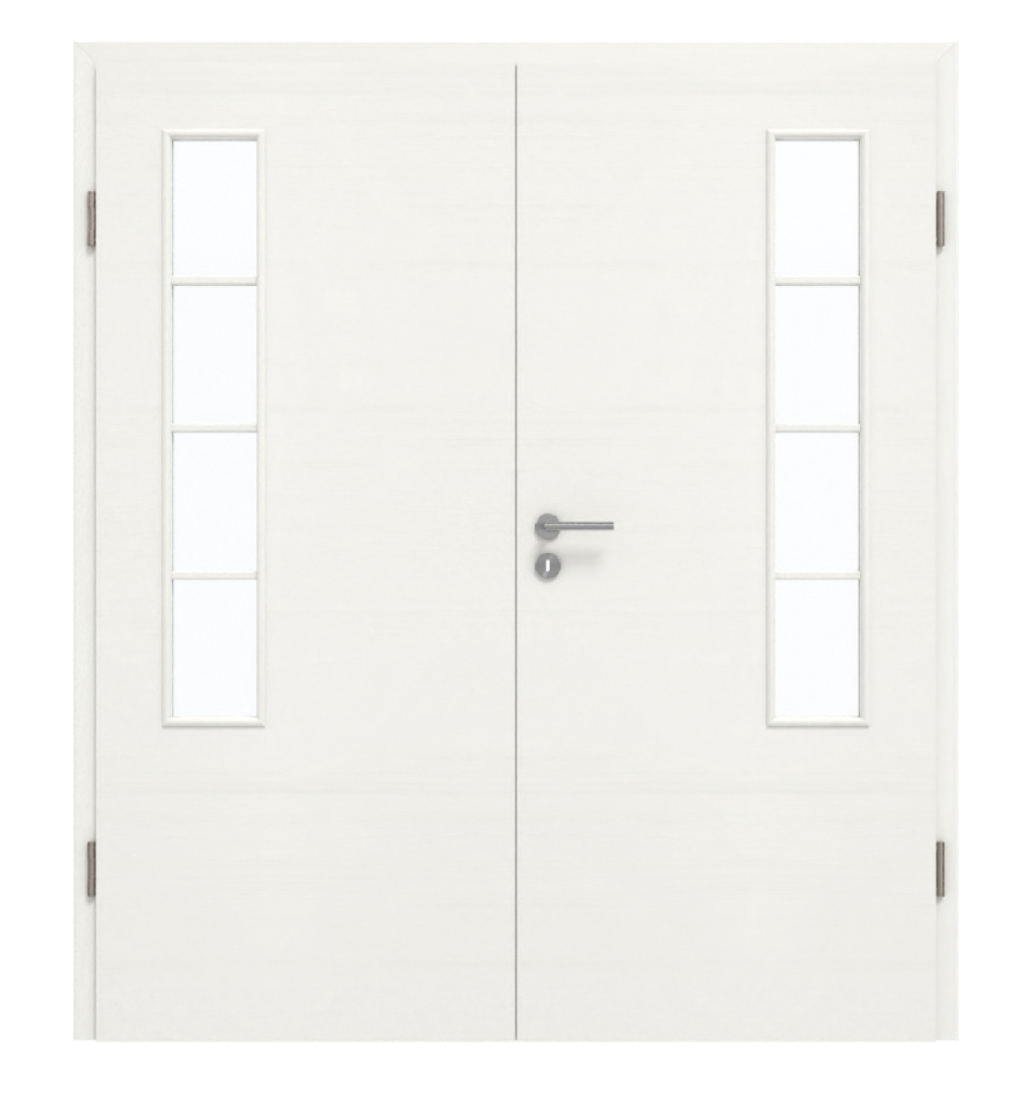 GARANT Doppelflügeltür inkl. Zarge Quer Authentic Bianco CePaL mit Lichtausschnitt LA-5 bandseitig Sprosse SP10
