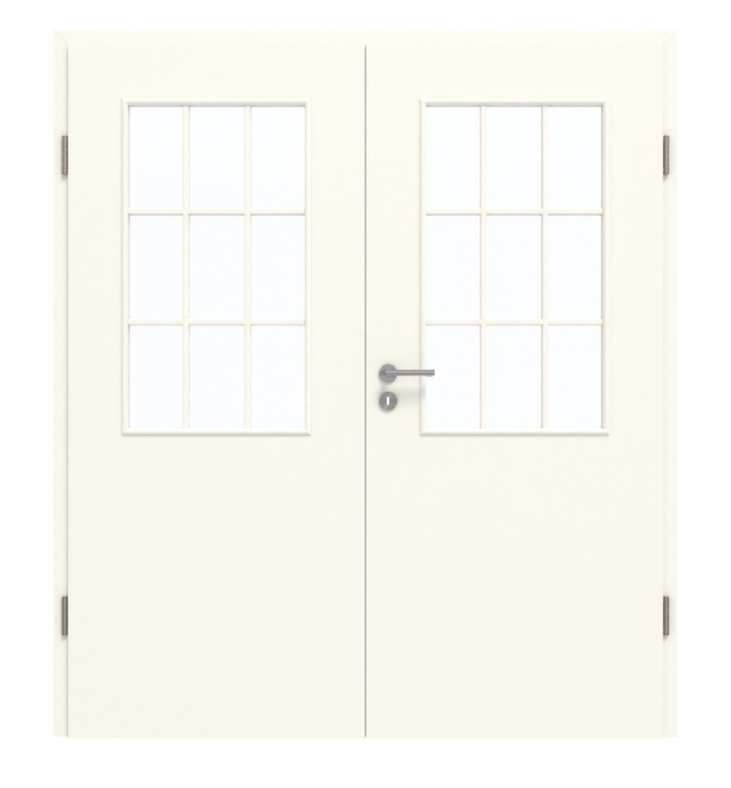 GARANT Doppelflügeltür inkl. Zarge 0105-60 Pearl White CePaL mit Lichtausschnitt LA-6 Sprosse SP2