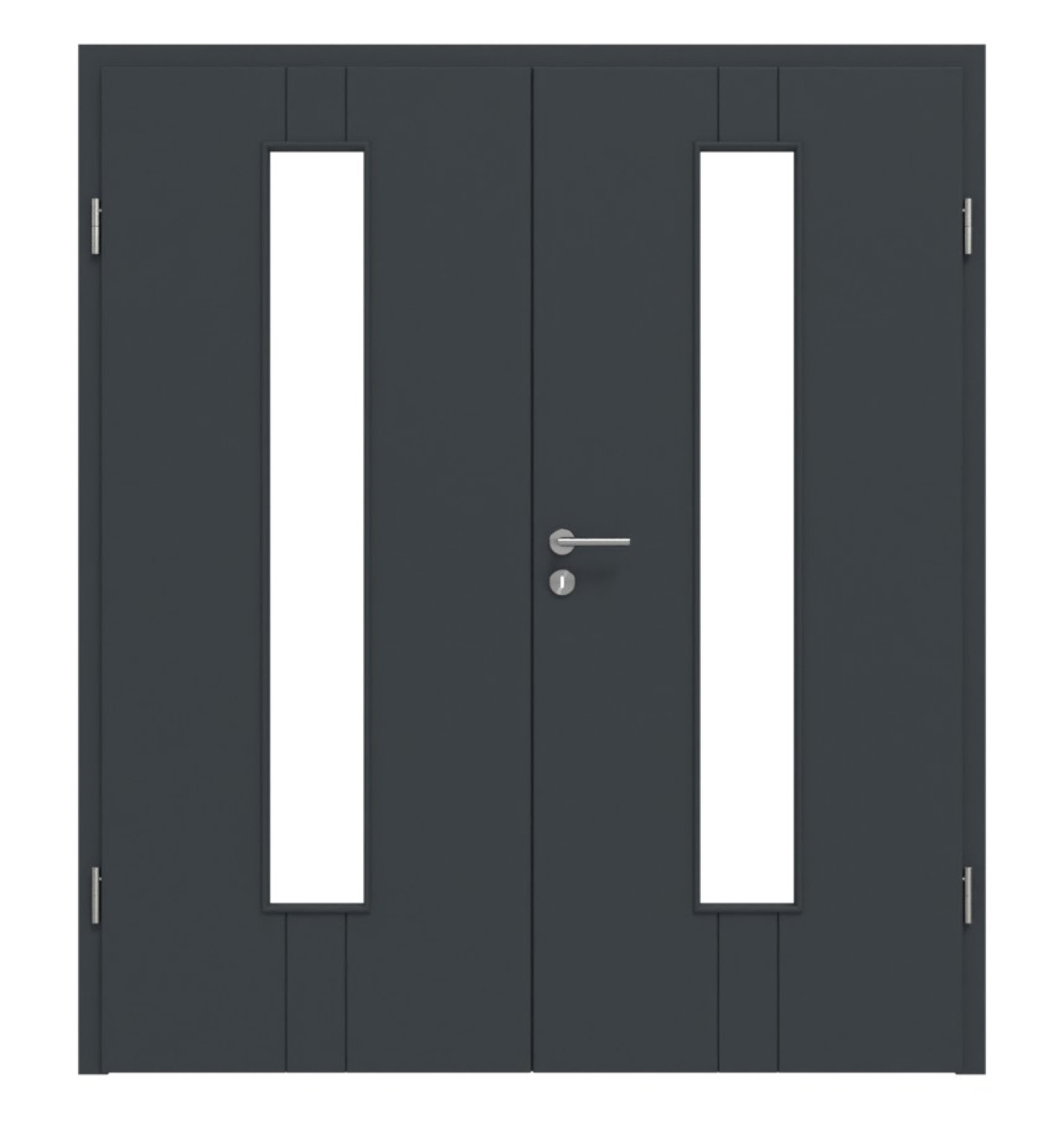 HÖRMANN Doppelflügeltür Groove 23 Anthrazitgrau Lack DesignLine mit Lichtausschnitt LA 24 mittig mit Zarge