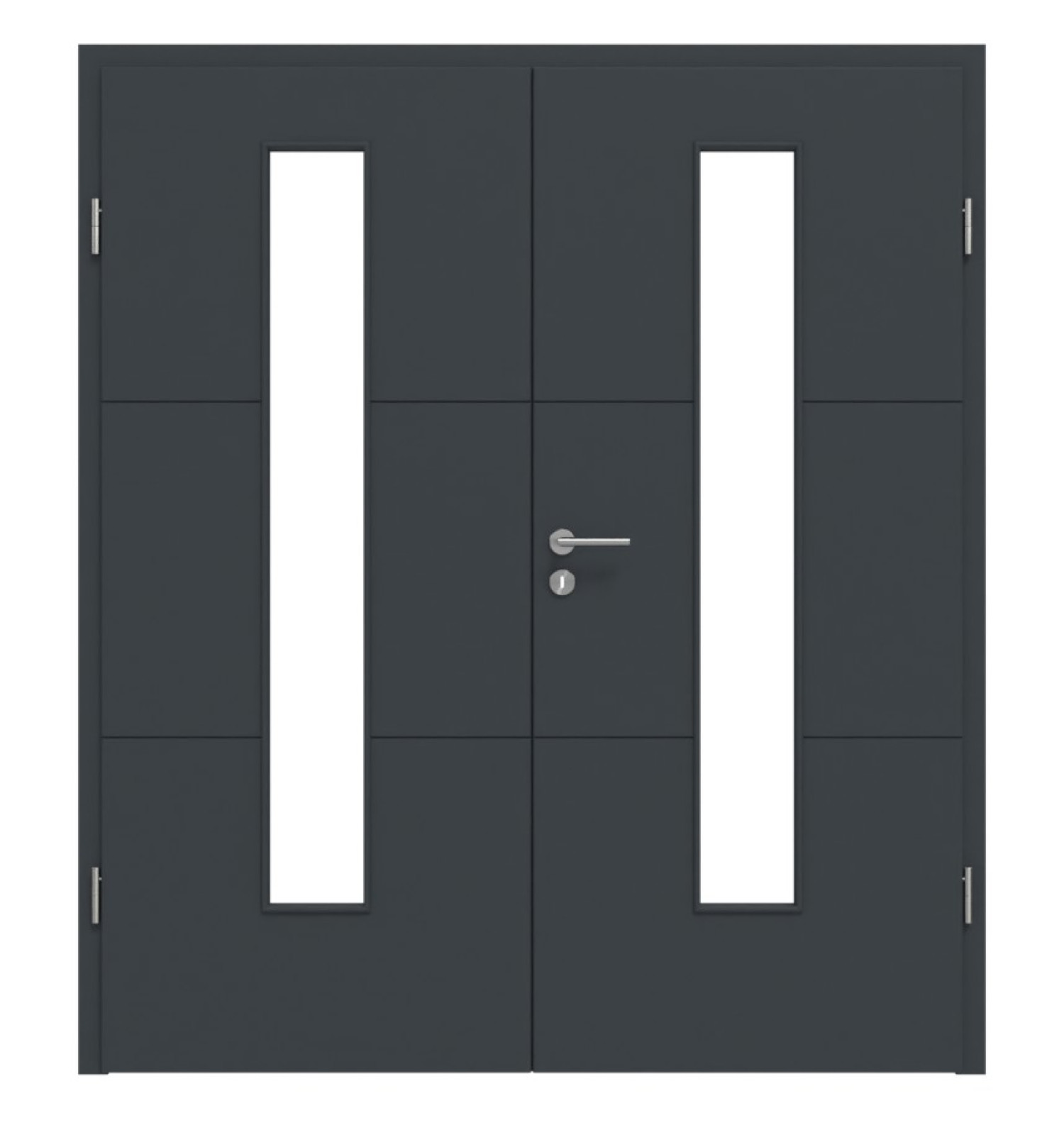 HÖRMANN Doppelflügeltür Groove 31 Anthrazitgrau Lack DesignLine mit Lichtausschnitt LA 24 mittig mit Zarge
