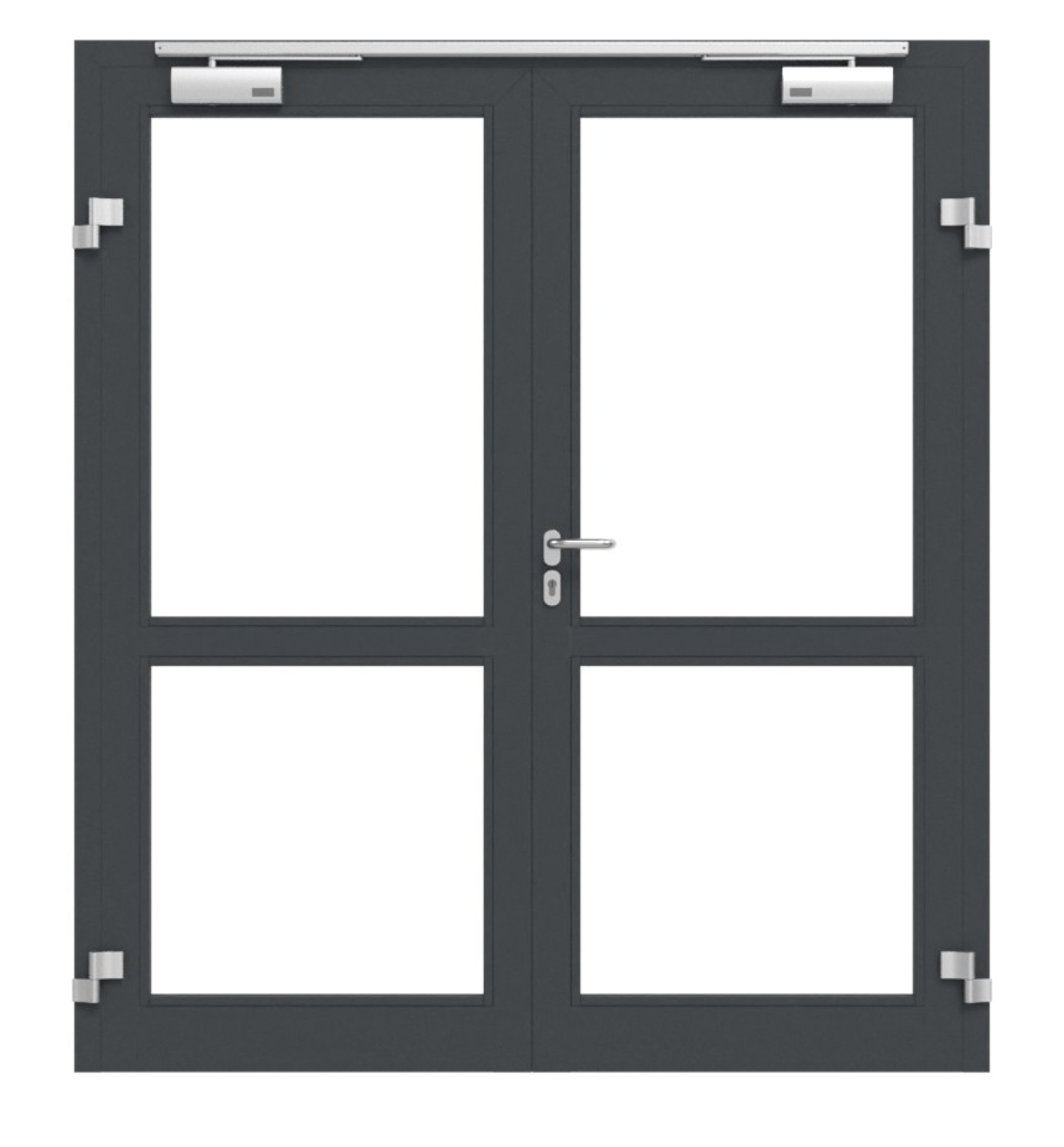 HÖRMANN Innentür-Set 2-flg. Aluminium Rohrrahmentür mit Feuerschutzfunktion HE 321 mit Lichtausschnitt LA-02 inkl. Blockzarge