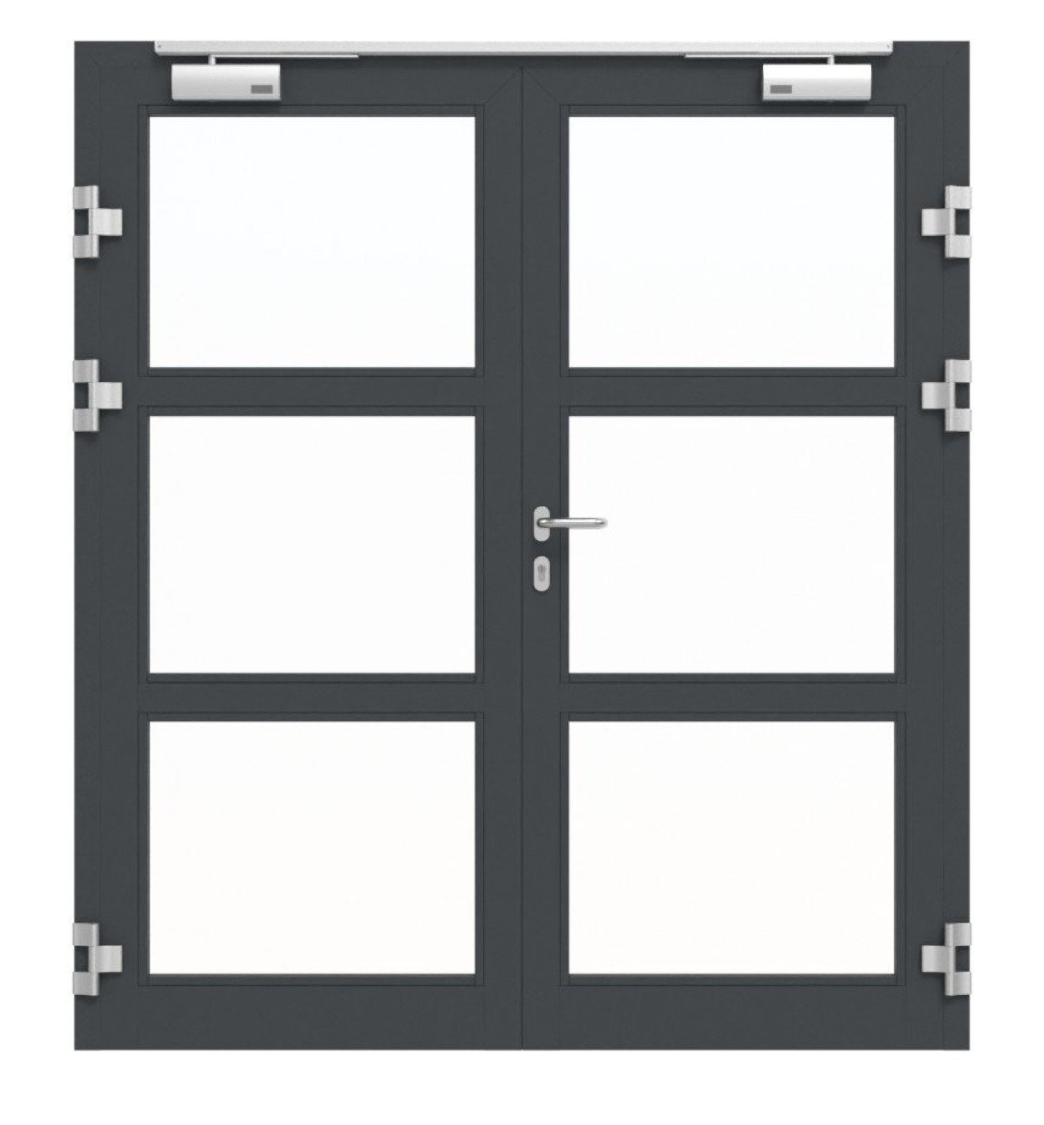 Frontansicht von Innentür-Set 2-flg. Aluminium Rohrrahmentür mit Feuerschutzfunktion HE 921 mit LA-03 inkl. Blockzarge - Hörmann