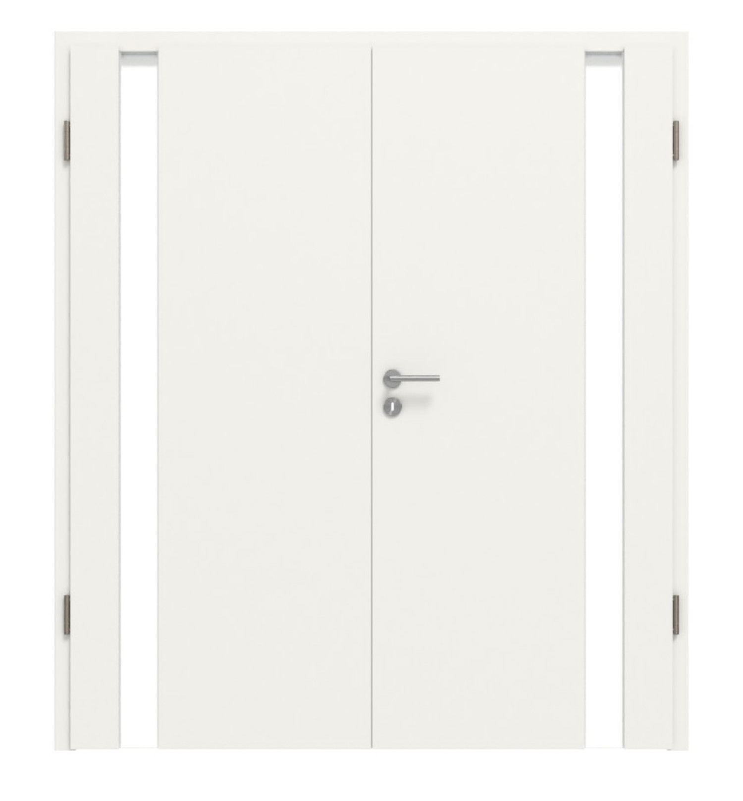 HÖRMANN Doppelflügeltür Pure 1 Weißlack DesignLine mit Lichtausschnitt Bandseite mit Zarge