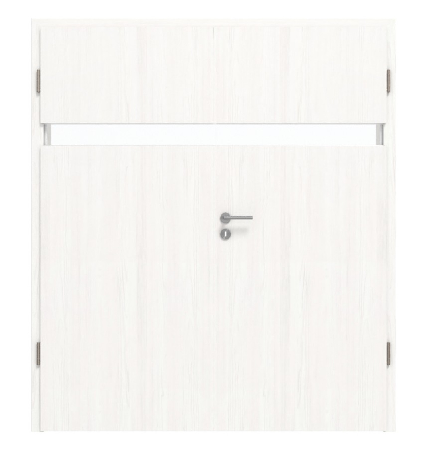 HÖRMANN Doppelflügeltür Pure 1 Gebürstetes Weiß Duradecor DesignLine mit Lichtausschnitt quer mit Zarge
