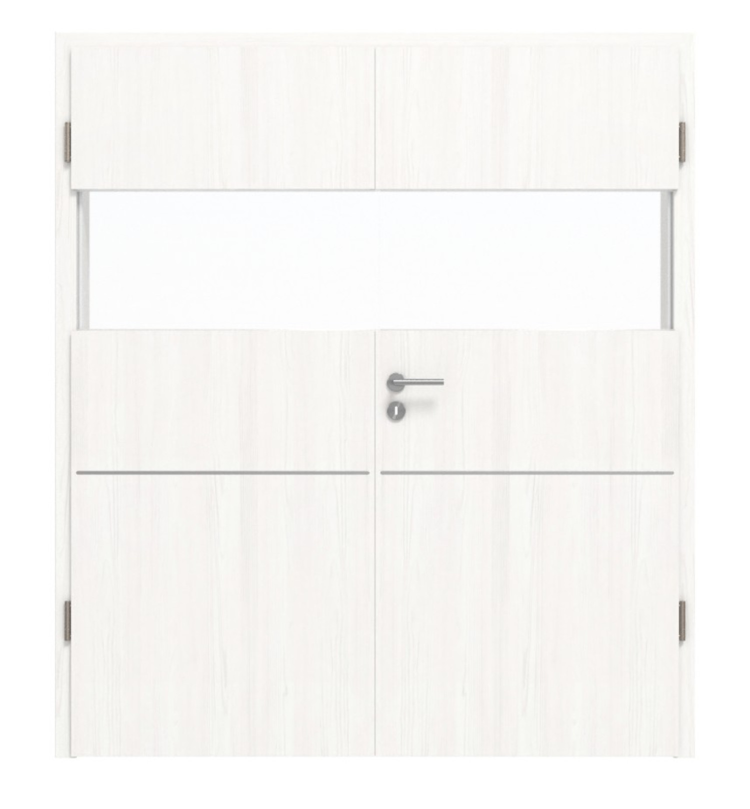 HÖRMANN Doppelflügeltür Pure 2 Gebürstetes Weiß Duradecor DesignLine mit Lichtausschnitt quer mit Lisene Plain 79 mit Zarge