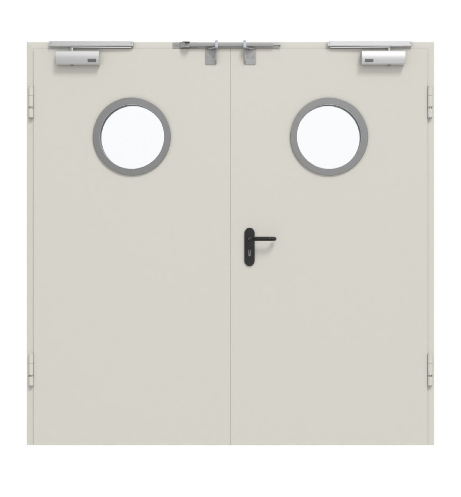 HÖRMANN Innentür-Set 2-flg. Stahl mit Feuerschutzfunktion H3-2 OD mit rundem Lichtausschnitt inkl. Eck- und Ergänzungszarge Vario B53