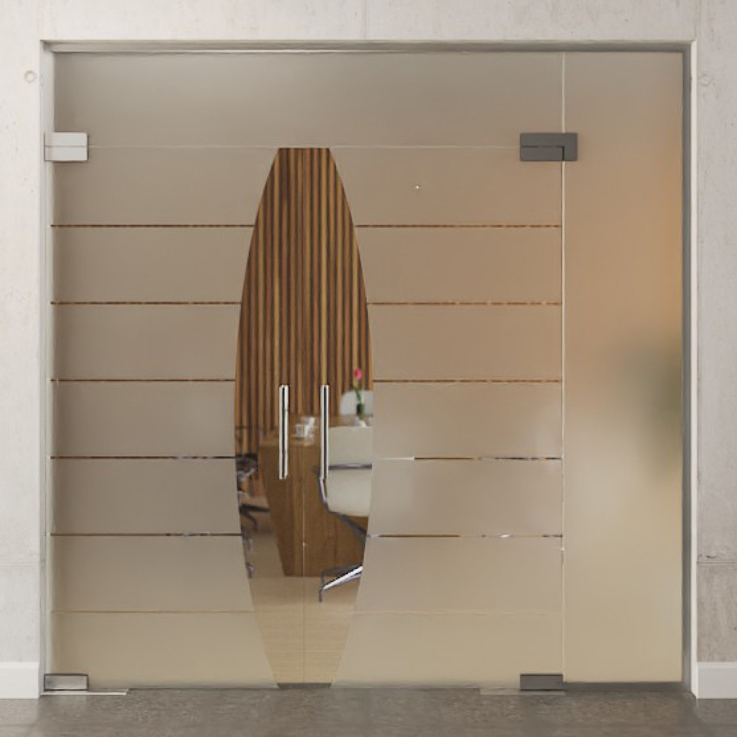 Bild von Amara Motiv klar 2-flg. Glaspendeltür mit einem Seitenteil und Oberlicht DORMA Mundus BTS Variante 11 - Erkelenz