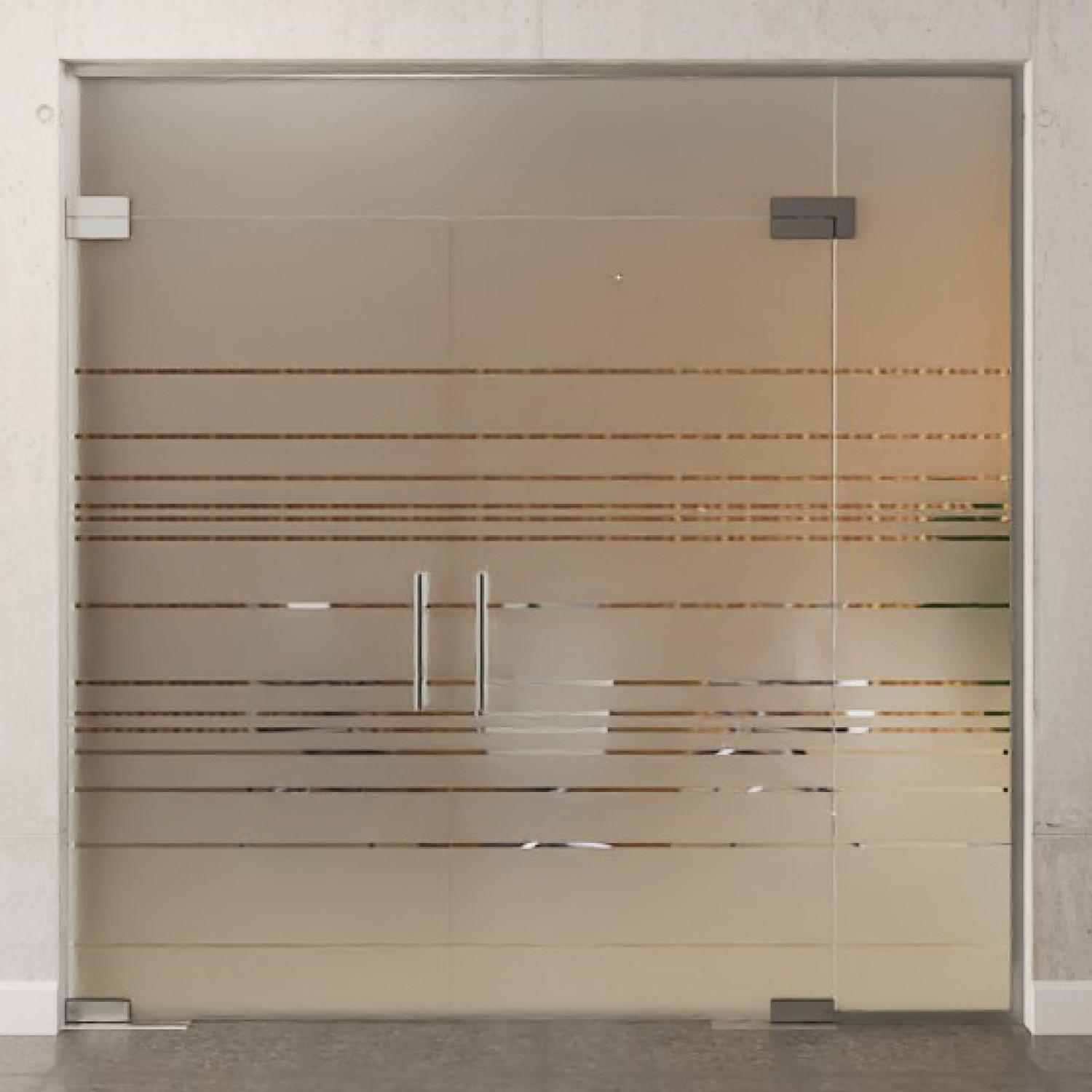 Bild von Quer Motiv klar 2-flg. Glaspendeltür mit einem Seitenteil und Oberlicht DORMA Mundus BTS Variante 11 - Erkelenz