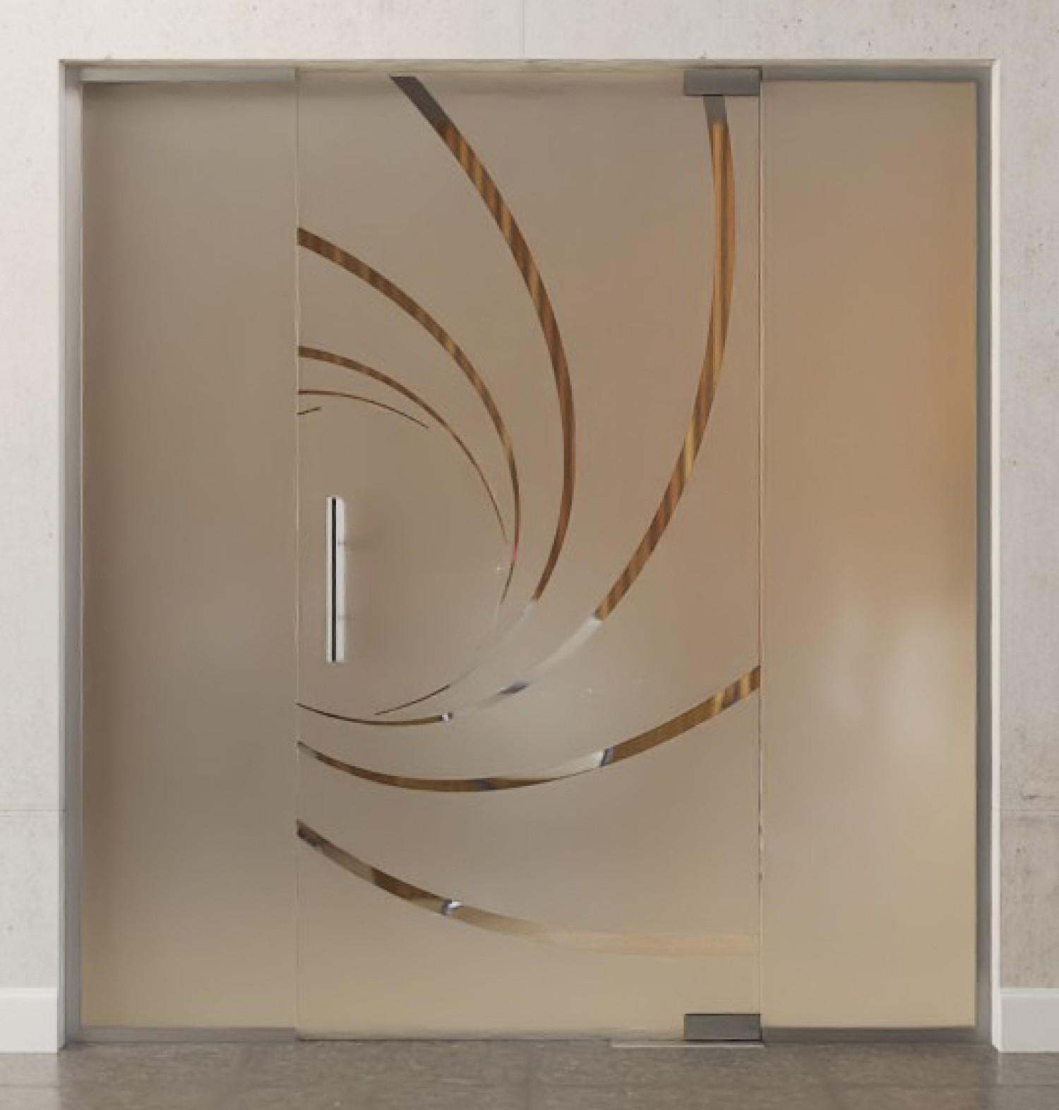 Bild von Cristall Motiv klar Glaspendeltür mit zwei festen Seitenteilen DORMA Mundus BTS Variante 3 - Erkelenz