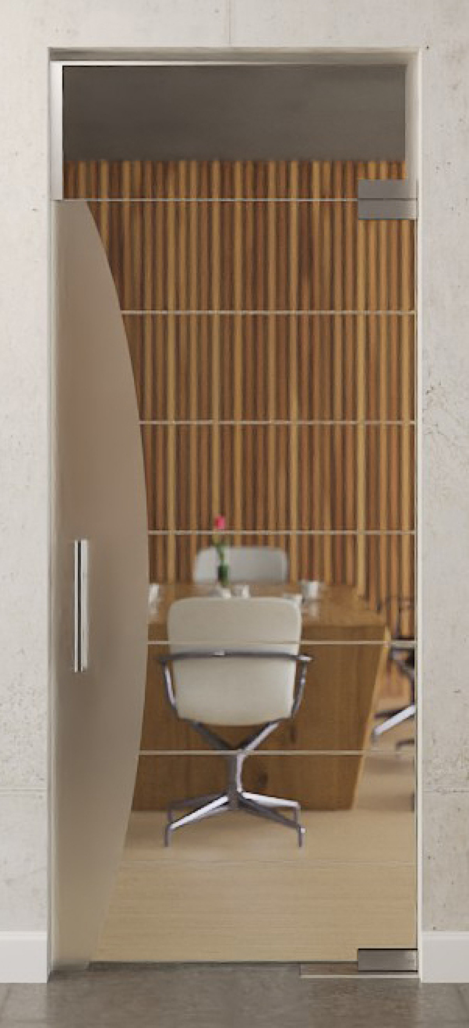 Frontansicht von Amara Motiv matt Glaspendeltür mit Oberlicht DORMA Mundus BTS Variante 7 - Erkelenz