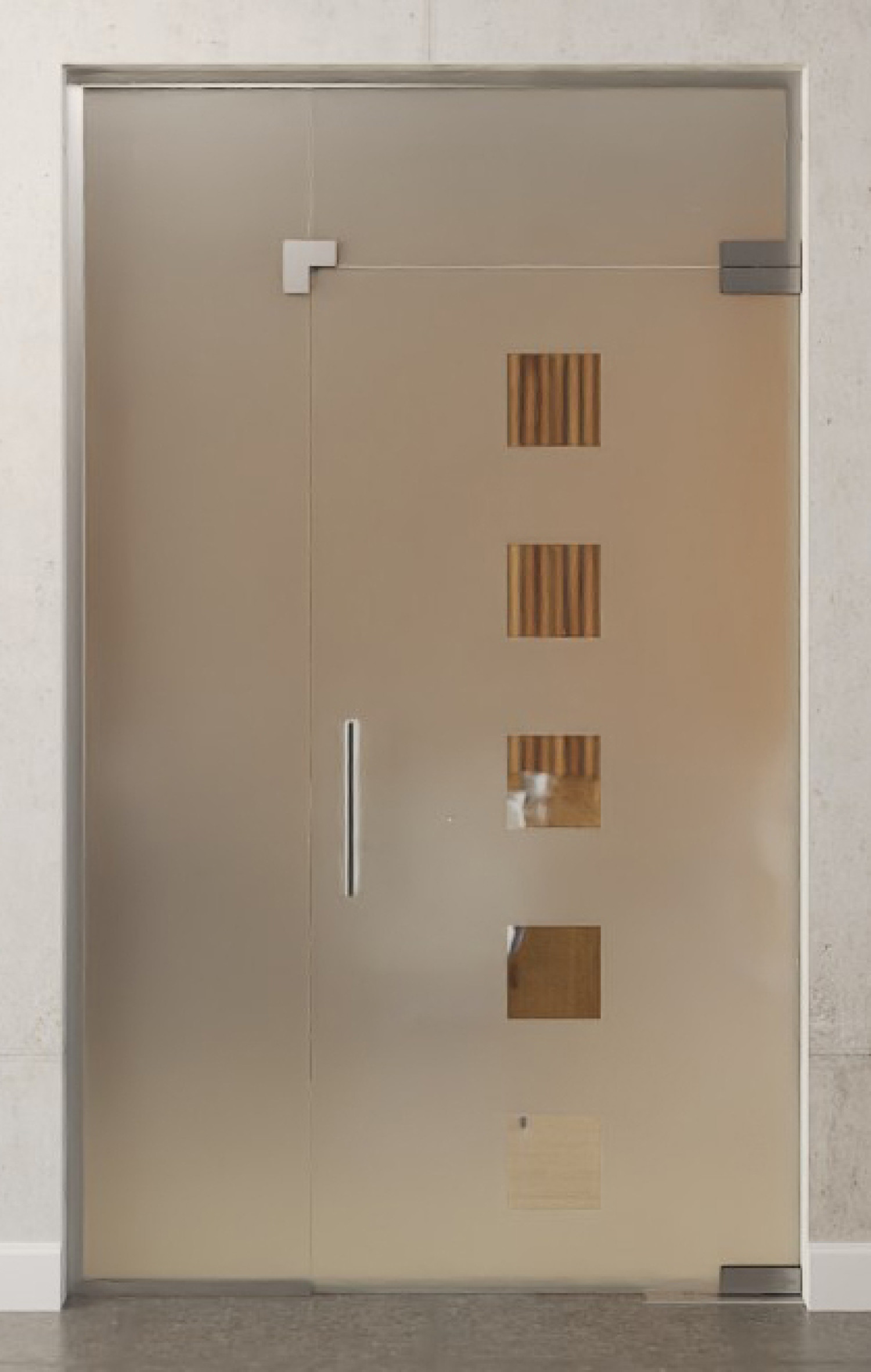 Bild von Cinque Motiv klar Glaspendeltür mit festem Seitenteil und Oberlicht DORMA Mundus BTS Variante 8 - Erkelenz