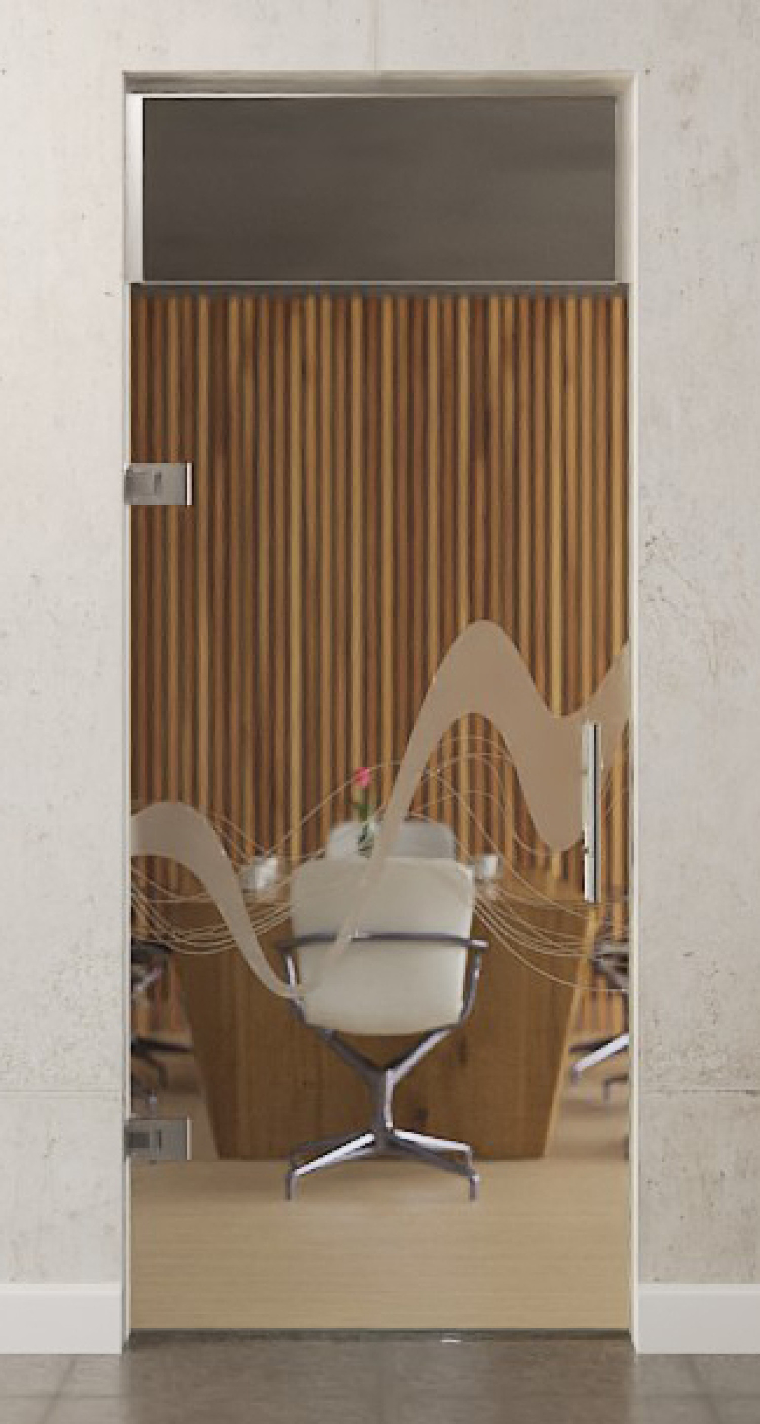 Bild von Sinus 2 Motiv matt Glaspendeltür mit Oberlicht DORMA Tensor Variante 1 - Erkelenz