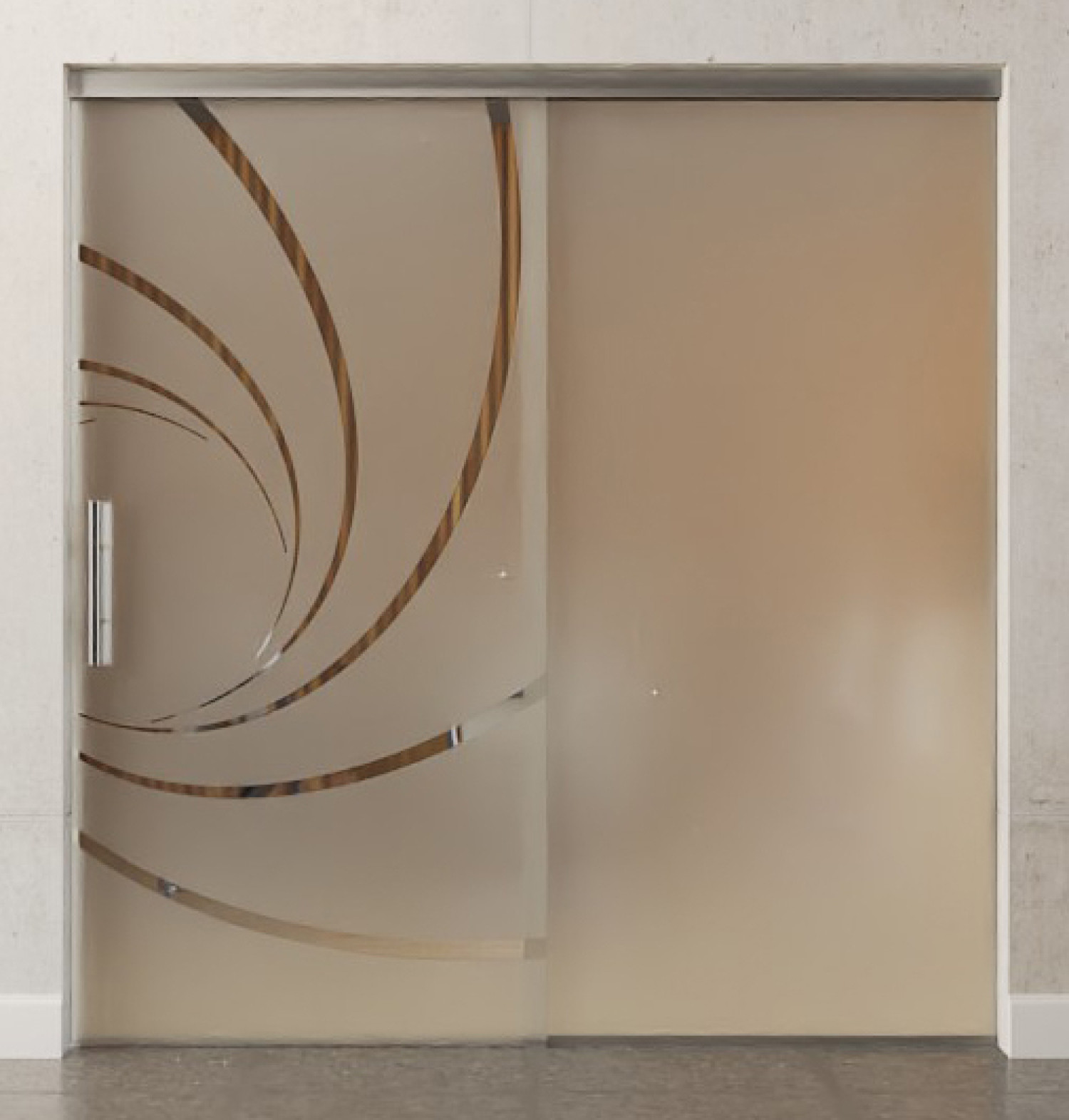 Frontansicht Büro von Cristall Motiv klar Glasschiebetür mit festem Seitenteil Sigma Flexible Variante 1 - Erkelenz