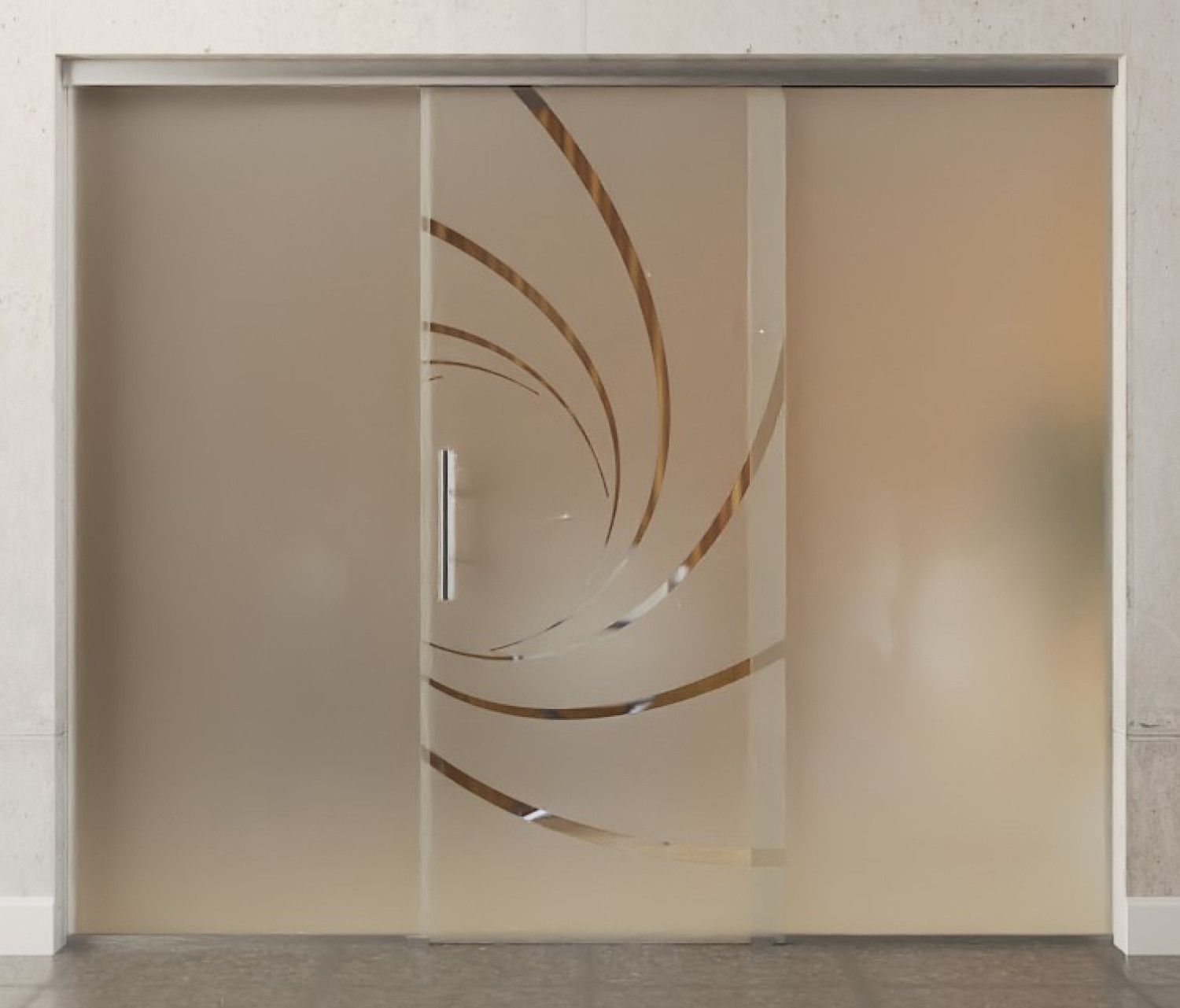 Bild von Cristall Motiv klar Glasschiebetür mit zwei festen Seitenteilen Sigma Flexible Variante 2 - Erkelenz