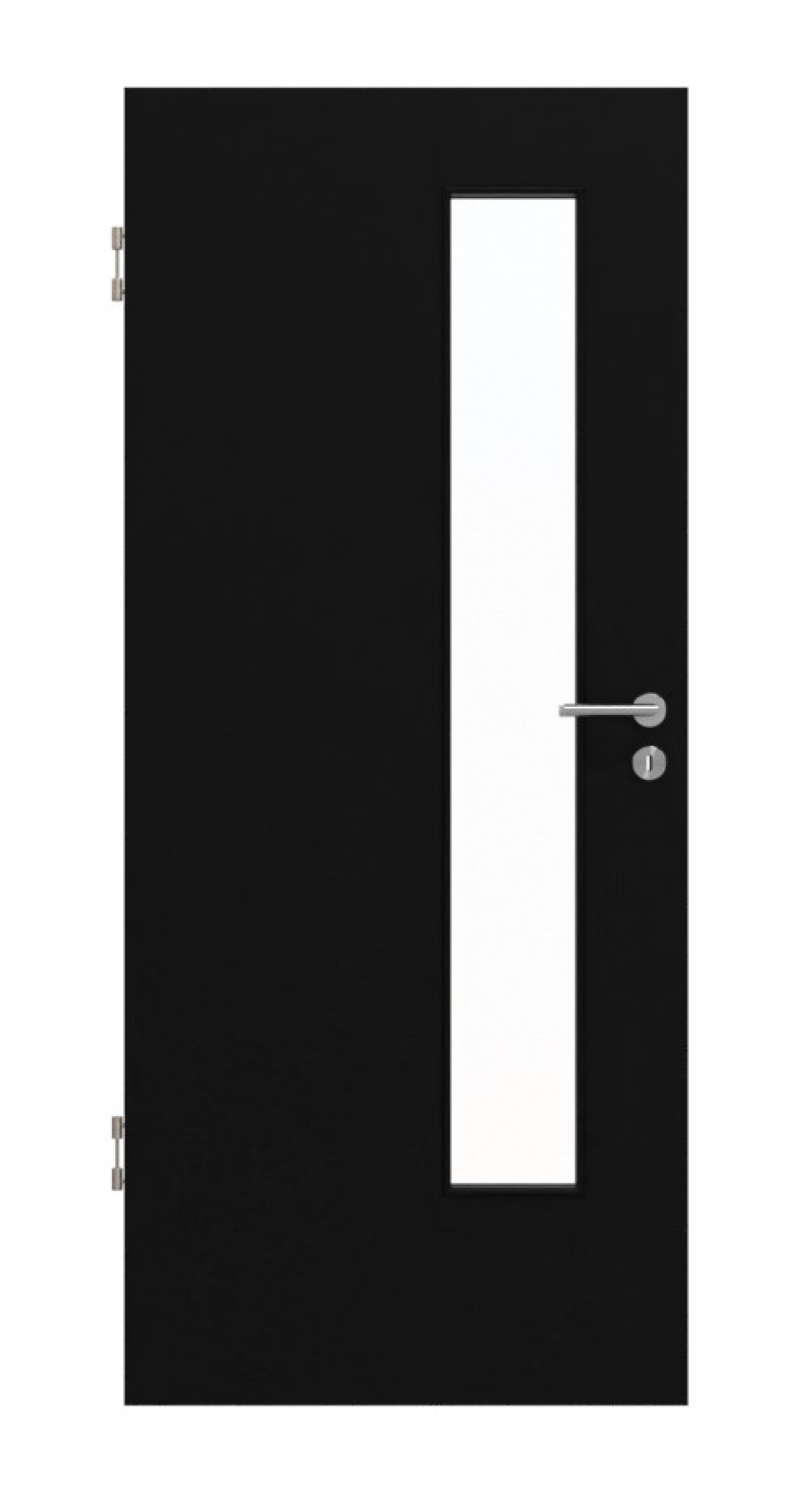 Frontansicht von Schwarz RAL 9005 LA-24 schlossseitig Lack Basic Innentür - Huga