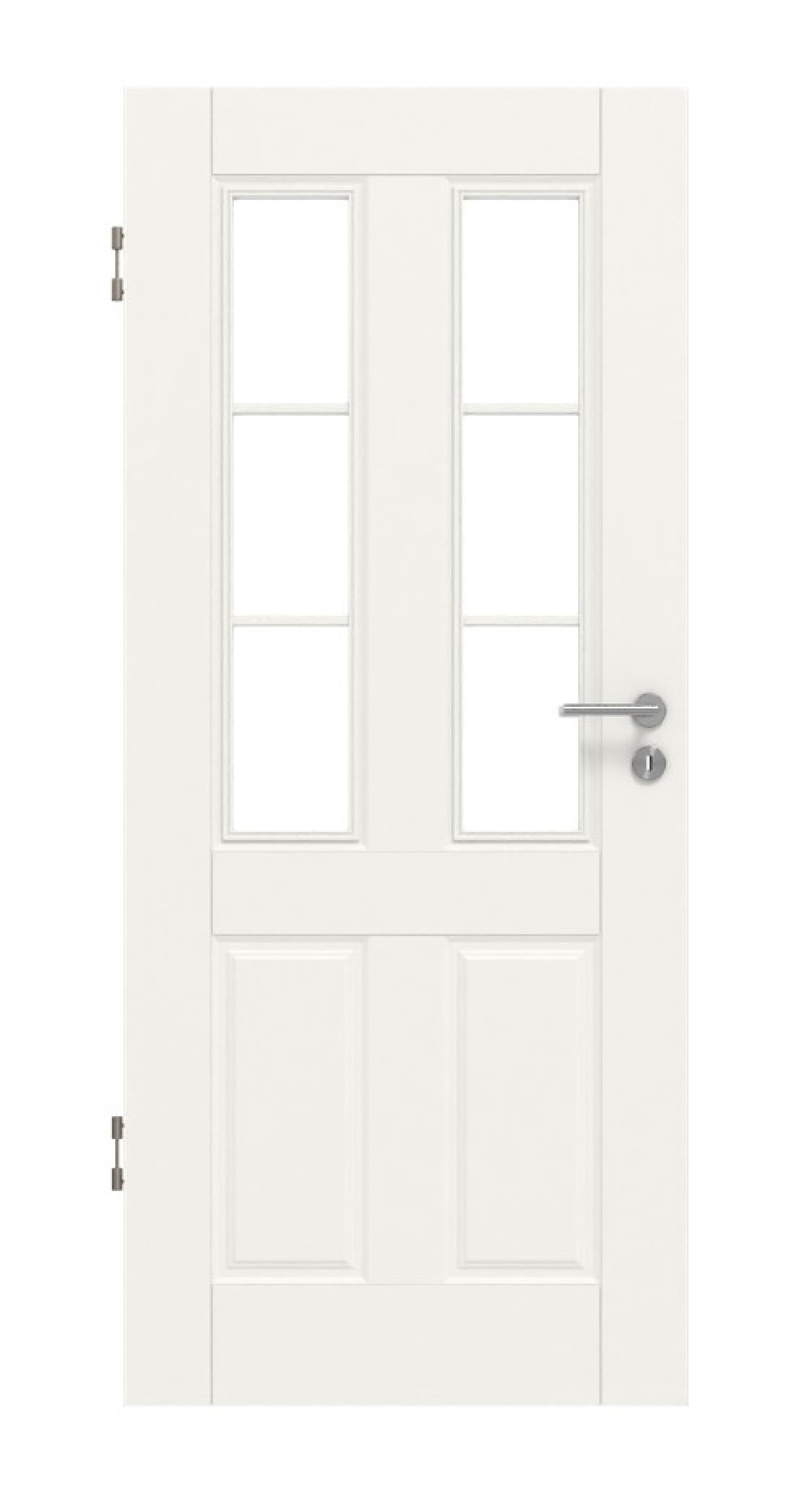 Frontansicht von HUGA Innentür Kontur 4 Weißlack Classic mit Lichtausschnitt LA Sprosse 1/3