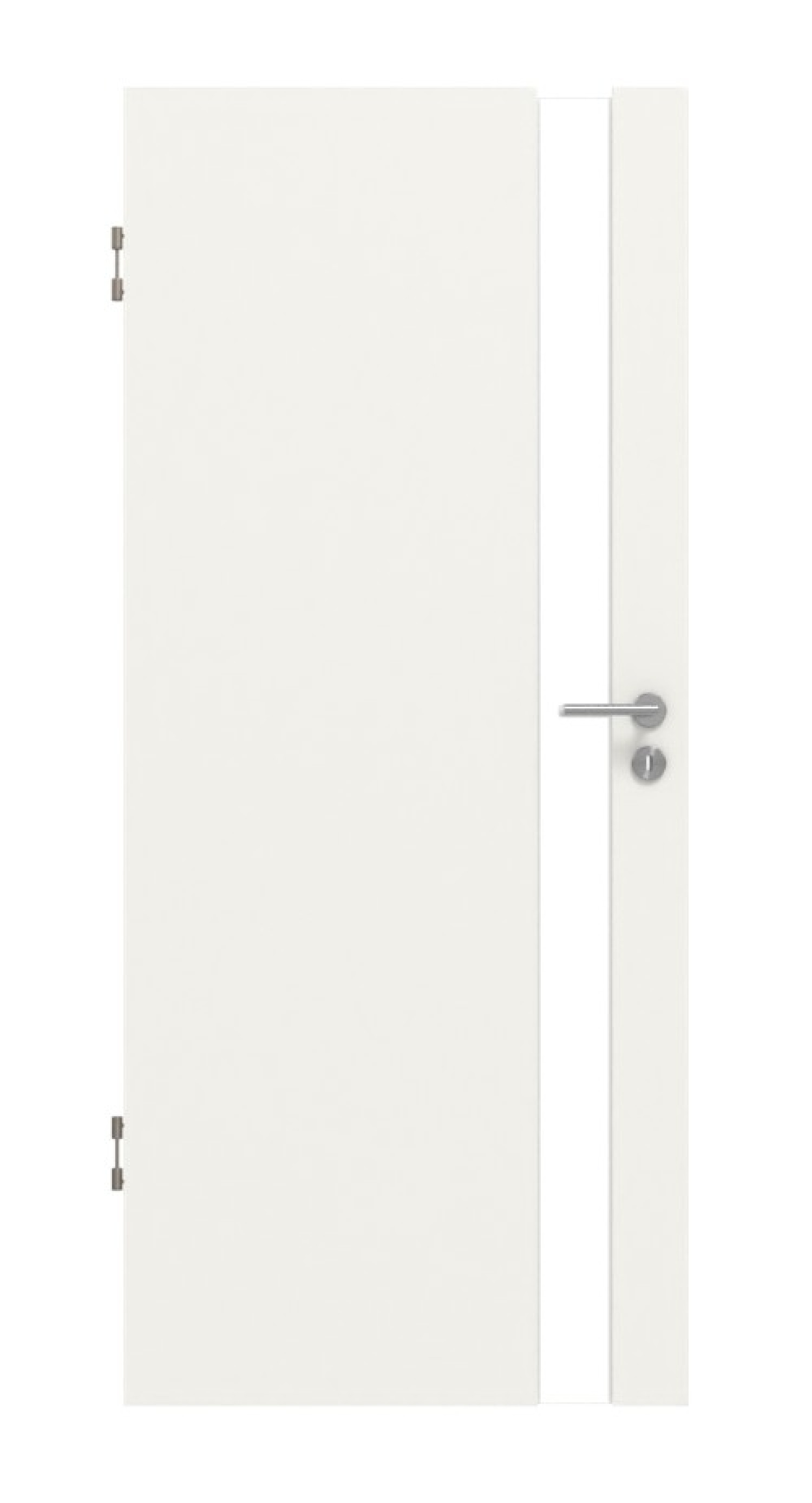 Frontansicht von HUGA Innentür Smart 1 Weißlack Concept mit Lichtausschnitt Schlossseite