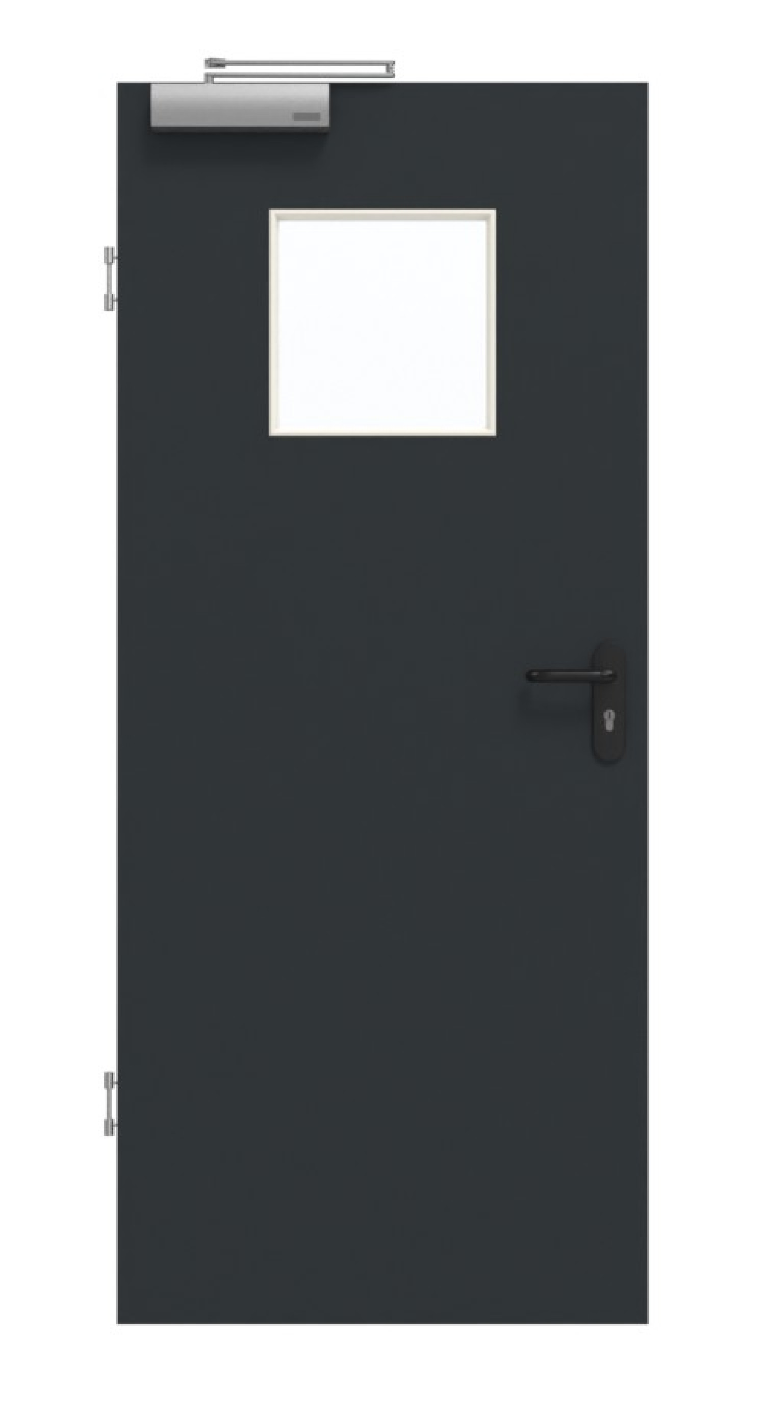 GARANT Rauchschutztür U12000SD Vulkanschwarz GHK08 mit Lichtausschnitt LA-8