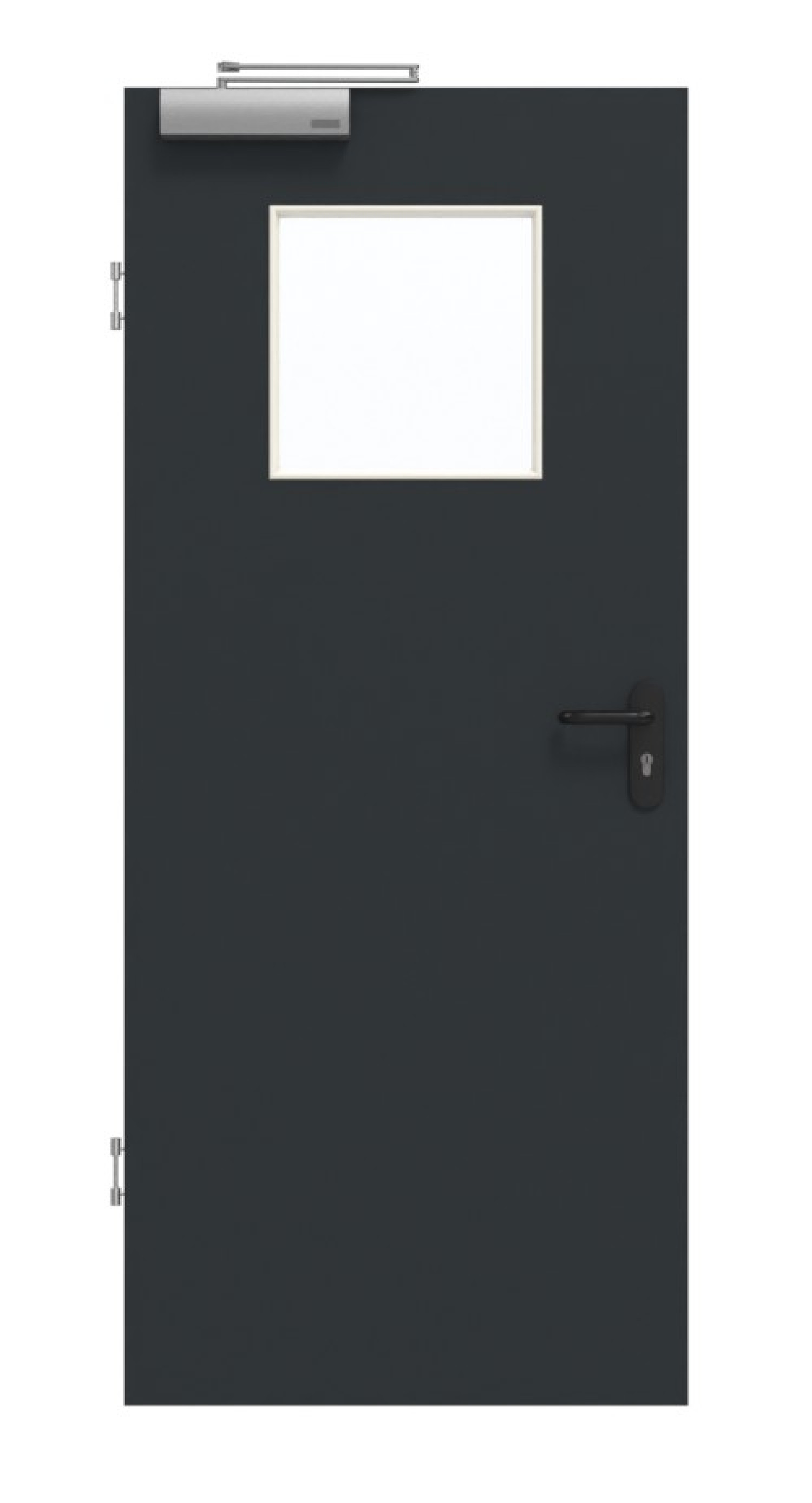 GARANT Rauchschutztür U12000SD Vulkanschwarz GHK08 mit Lichtausschnitt LA-9