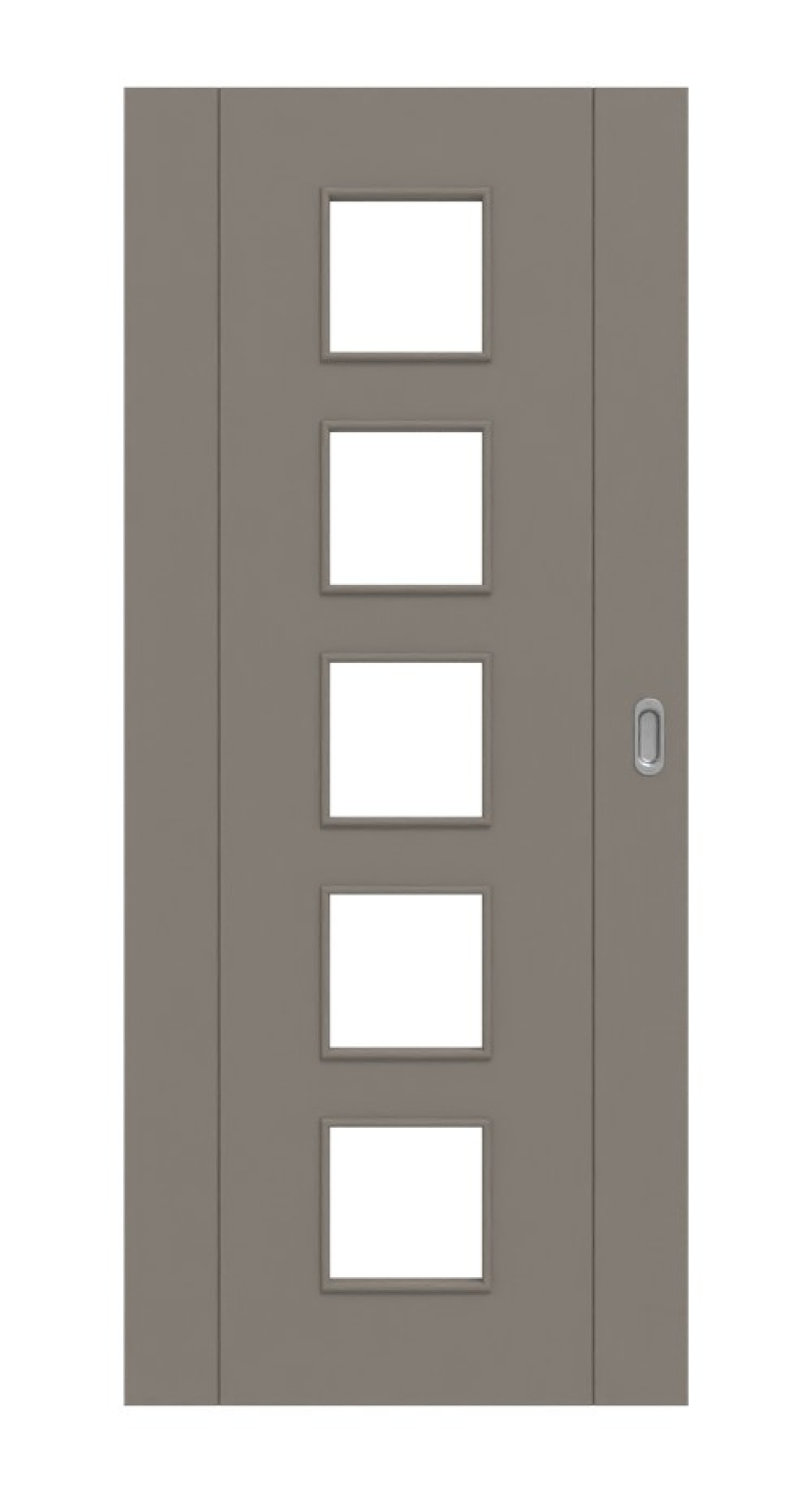 Frontansicht von Signum 16 LA 5 Basic Lack Taupe RAL 7048 Schiebetür - Huga