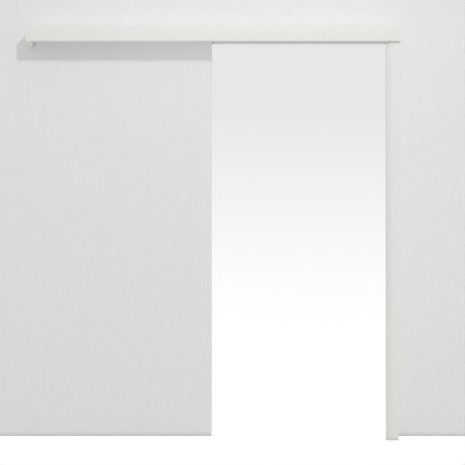 Schiebetürsystem Basic Dekor weiß ähnlich RAL 9003 Dekorfolie vor der Wand laufend ohne Zarge