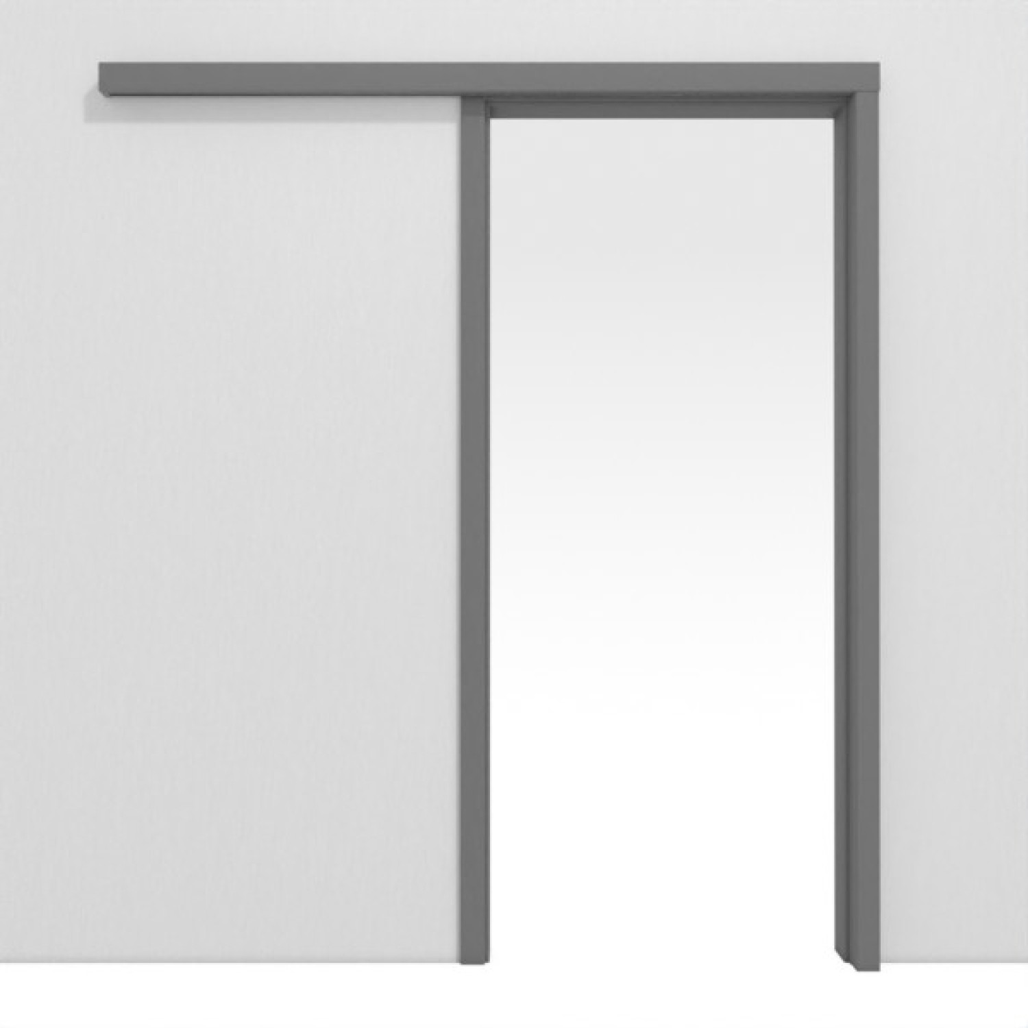 Frontansicht von Schiebetürsystem vor der Wand laufend Ultramatt Staubgrau DesignLine Concepto mit Zarge - Hörmann