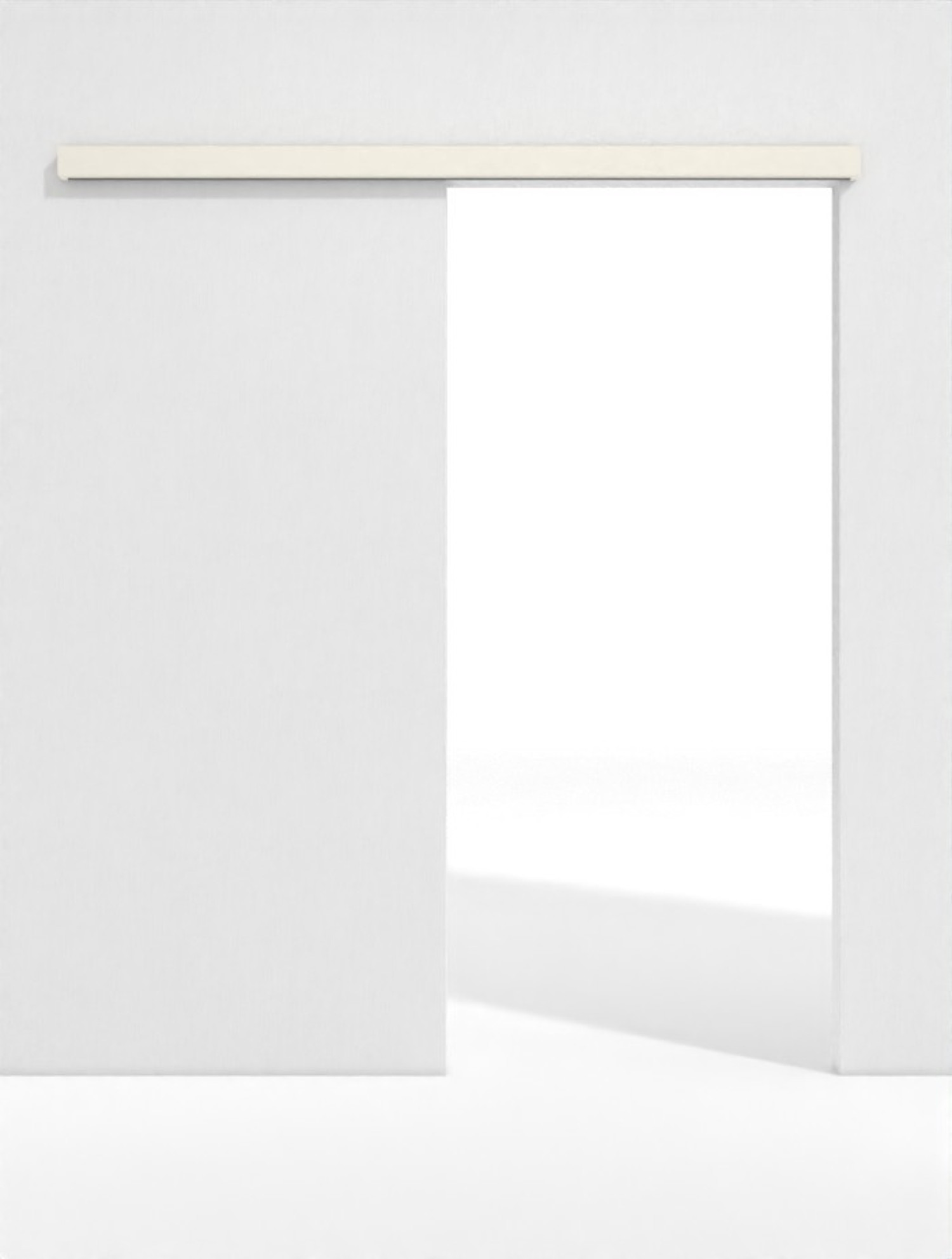 Frontbild von Schiebetürsystem WestaLack Klassik Weiß RAL 9010 vor der Wand laufend ohne Zarge - Westag