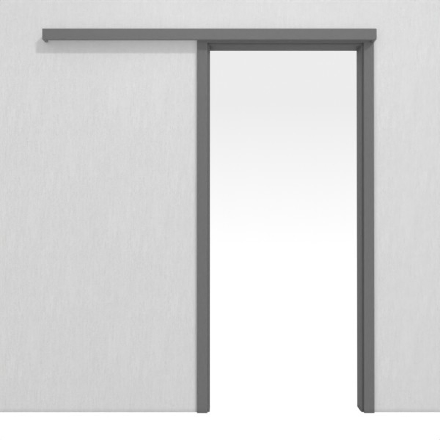 Frontansicht von Schiebetürsystem vor der Wand laufend Ultramatt Staubgrau DesignLine Concepto mit Zarge - Hörmann