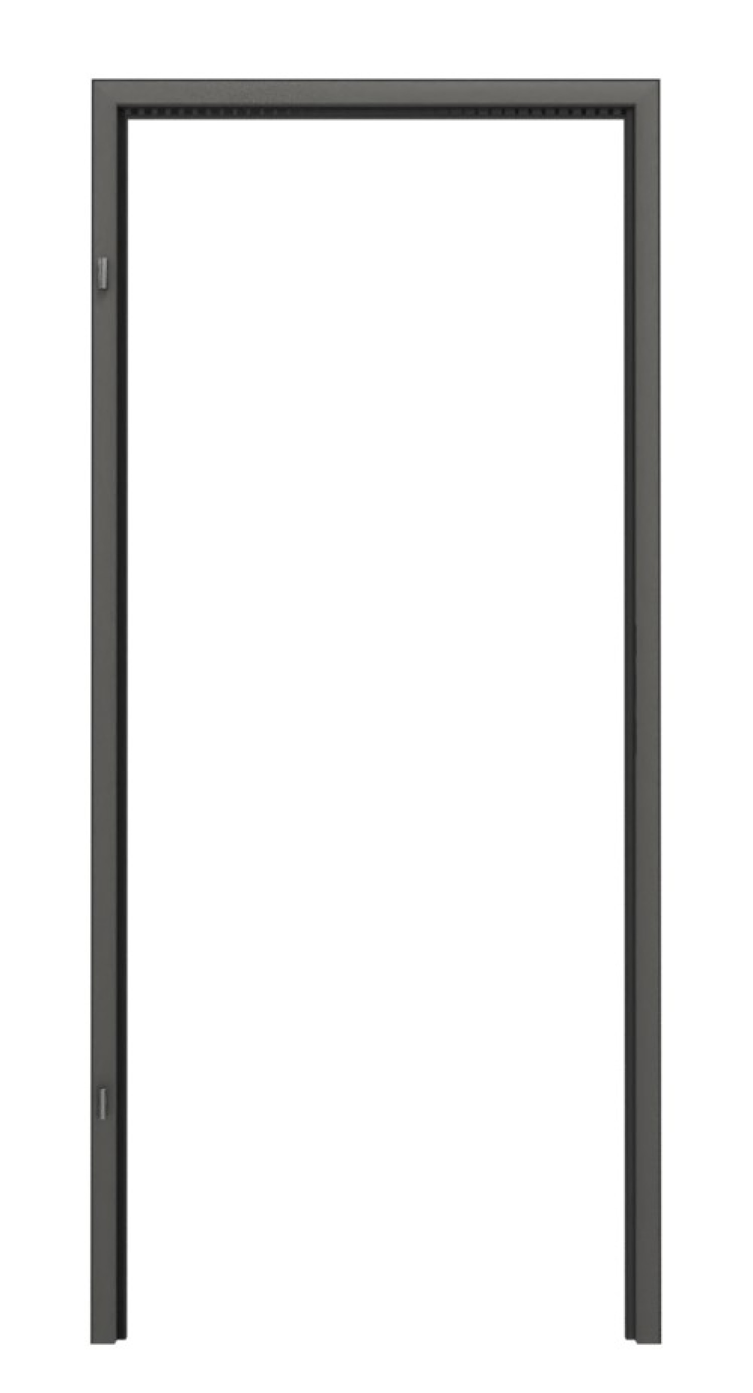 Frontansicht 2 von der Aluminium-Blockzarge RAL 9007 Trend für Ganzglastüren - Küffner