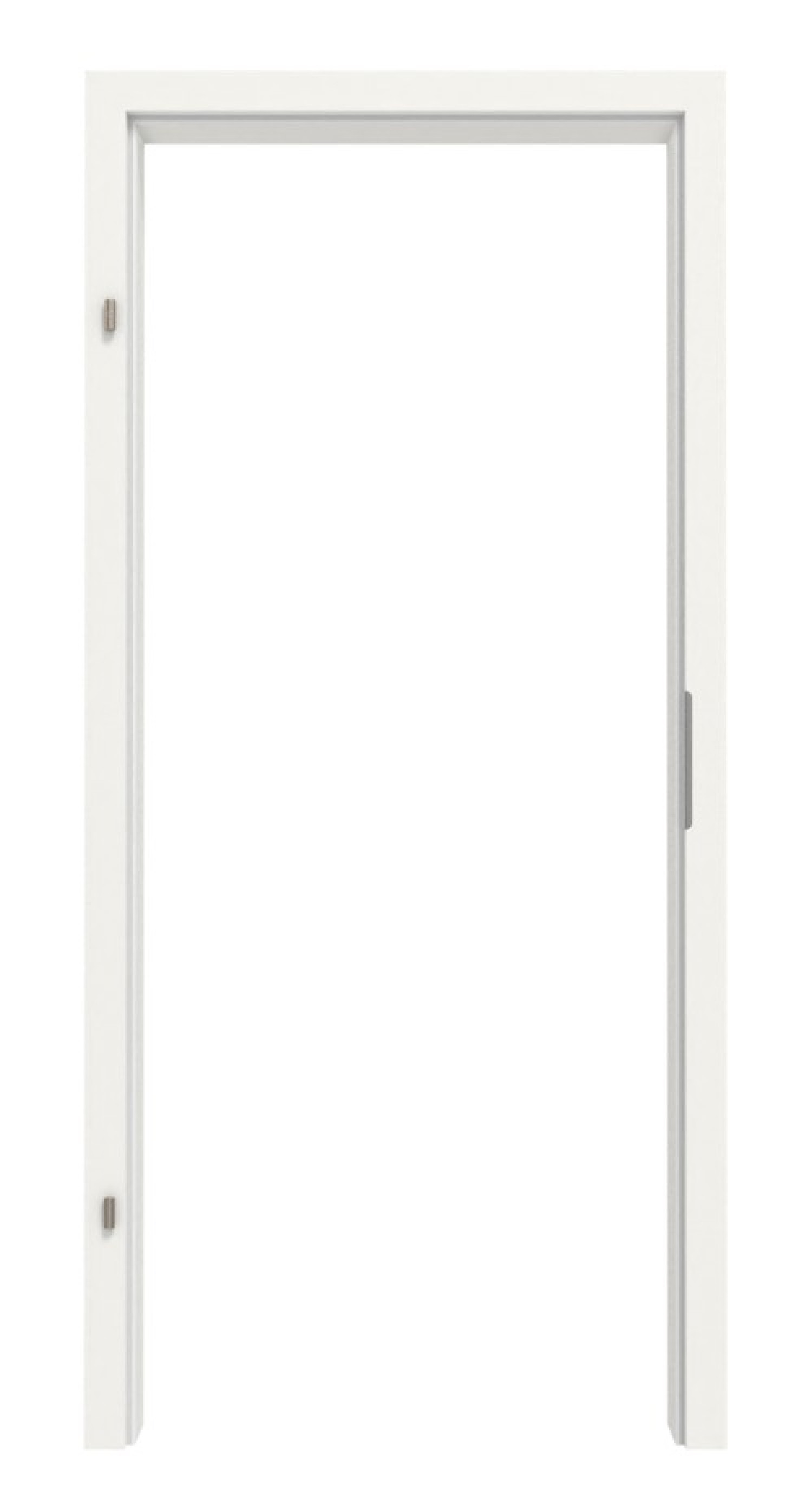 Frontansicht von LEBO Zarge für Wohnungseingangstüren Weißlack 9016 mit eckiger Kante