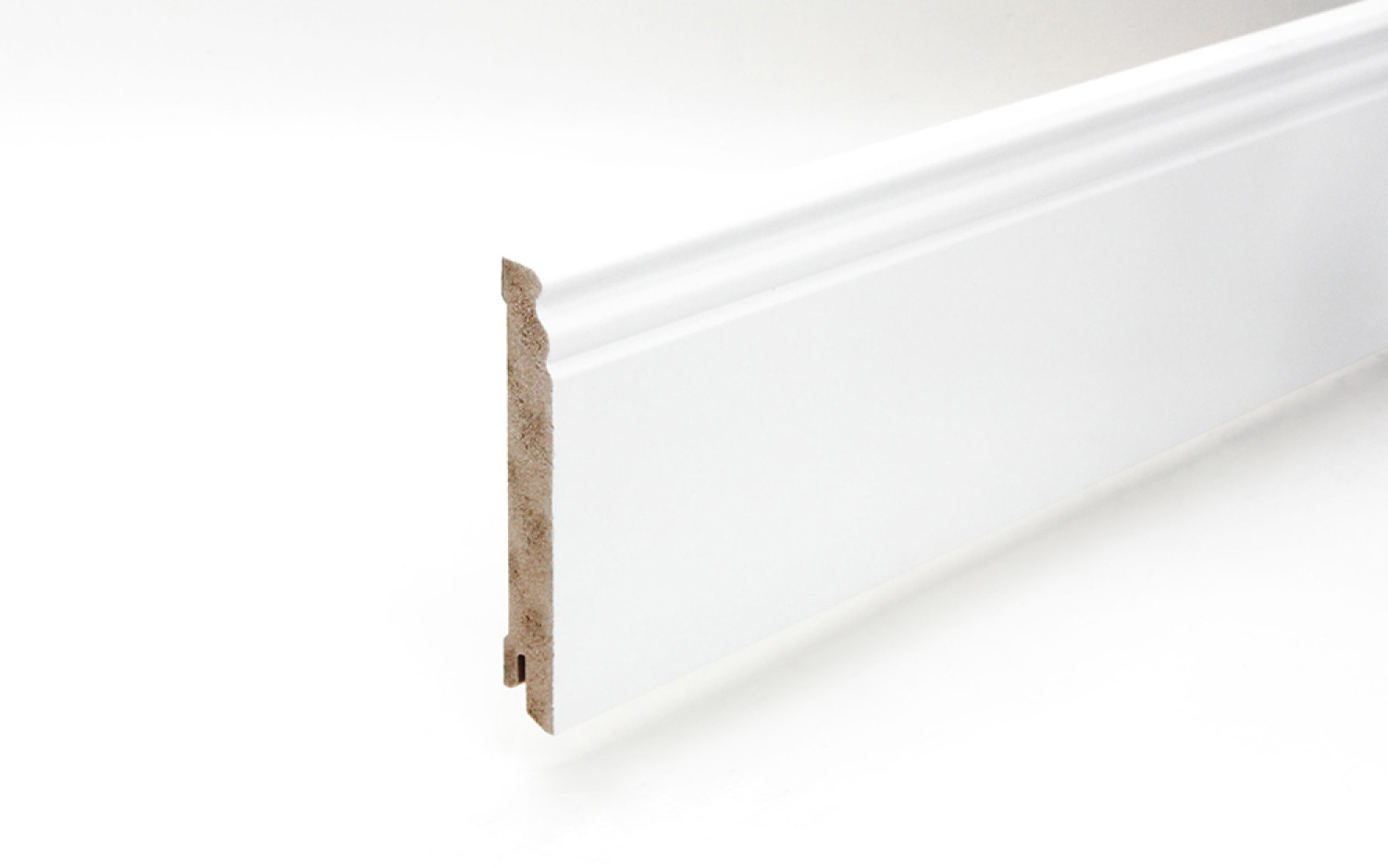 Perspektive Sockelleiste 18 x 115 x 2440 mm MDF weiß Altdeutsch 115 Clip-Nut