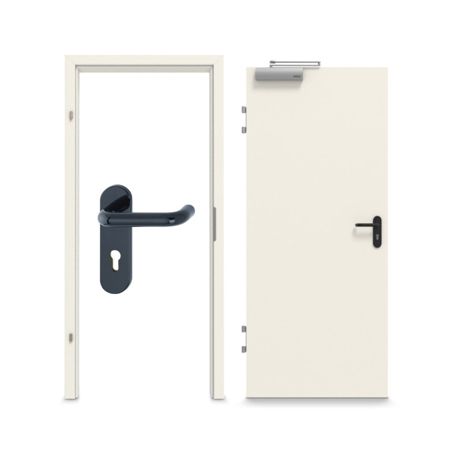 Komplettset-Ansicht von GARANT Rauchschutztür-Set T30 Weißlack RAL 9010 CePaL inkl. Zarge