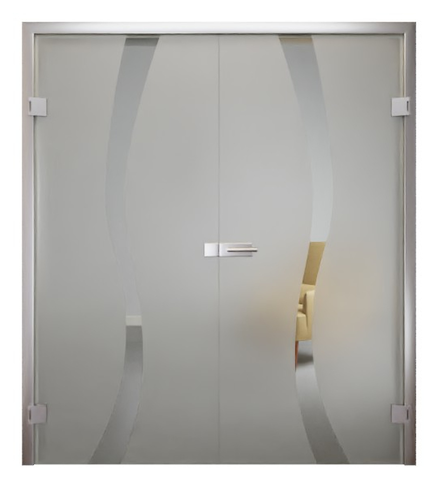 Bild von Bergamo Mattierung Doppelflügeltür mit Motiv klar - Erkelenz