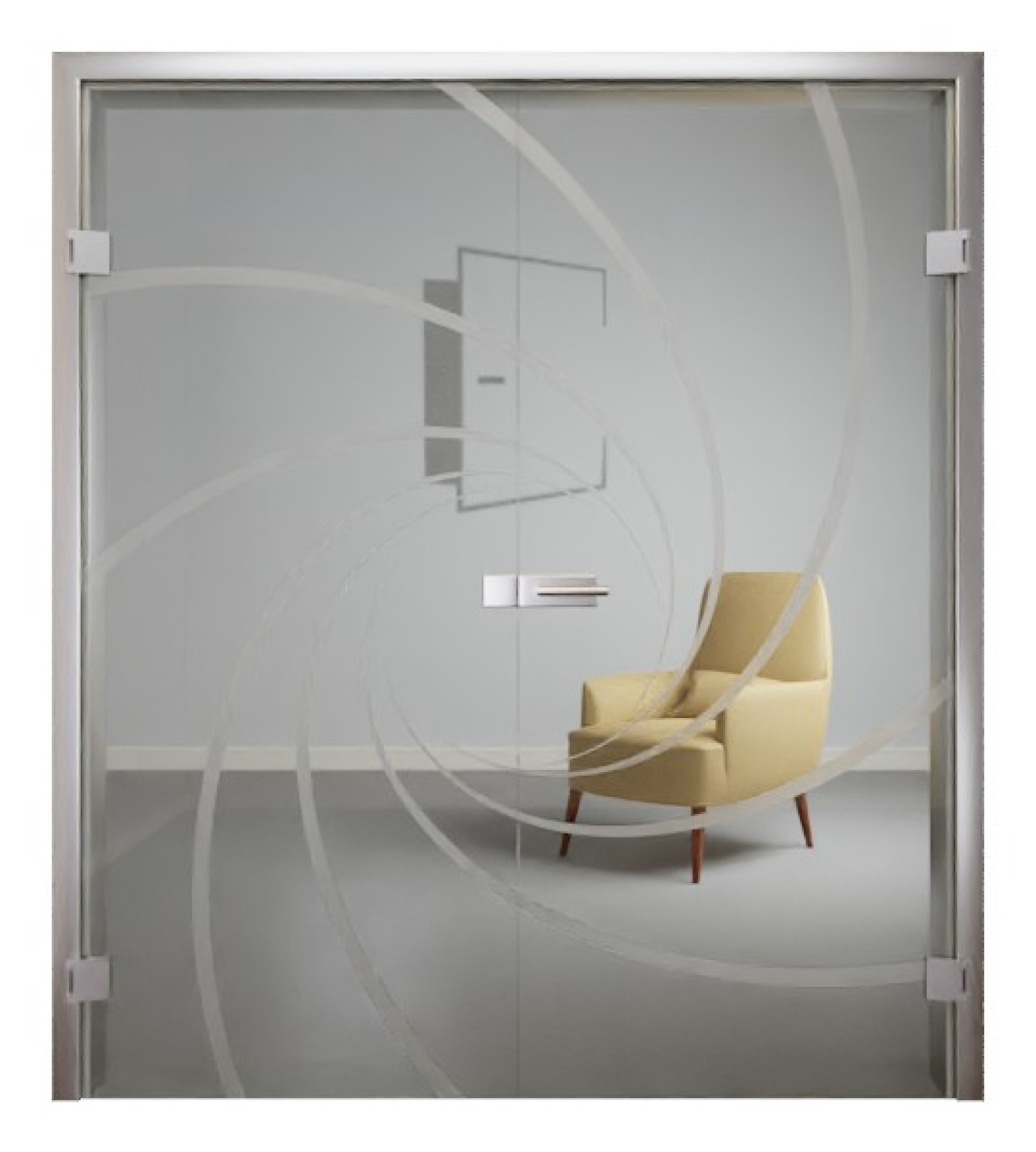 Bild von Cristall Klassisch Matt Doppelflügeltür mit Motiv matt - Erkelenz