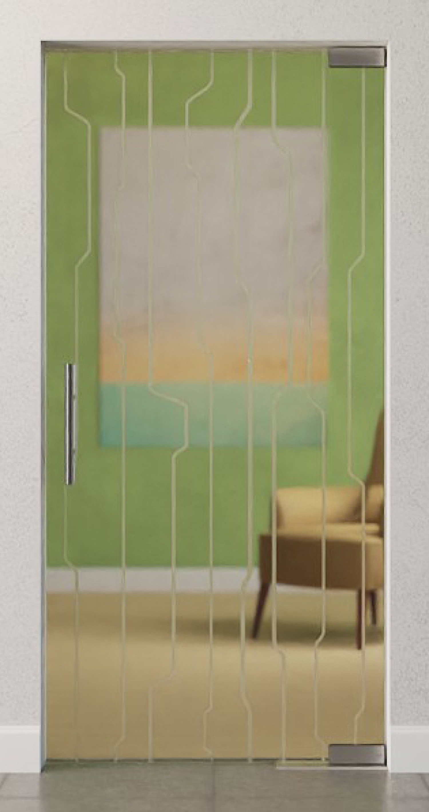 Bild von Curves Motiv matt Glaspendeltür DORMA Mundus BTS Variante 1 - Erkelenz