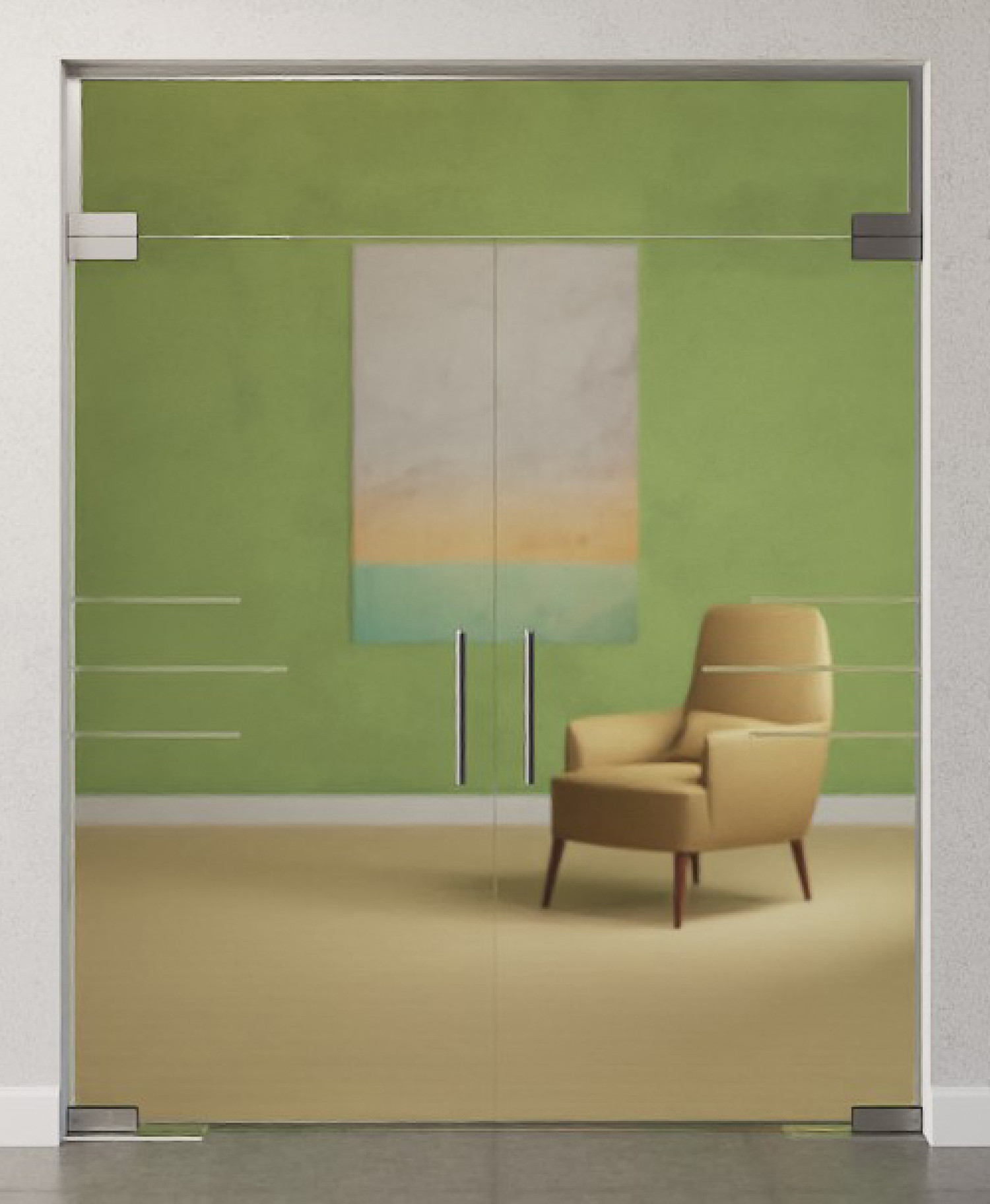 Bild von Bahia Motiv matt 2-flg. Glaspendeltür mit Oberlicht DORMA Mundus BTS Variante 10 - Erkelenz