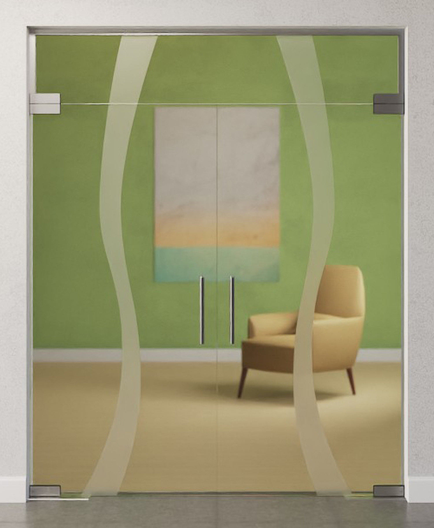 Bild von Bergamo Motiv matt 2-flg. Glaspendeltür mit Oberlicht DORMA Mundus BTS Variante 10 - Erkelenz